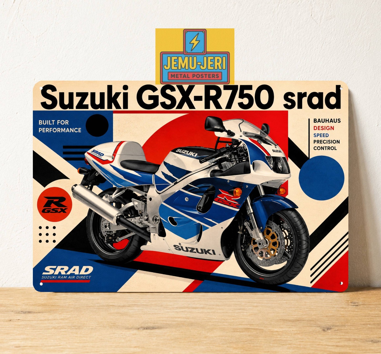 Suzuki Gsx-r 750 srad Vintage Motorcycle Metal Sign 8x12in Retro Poster