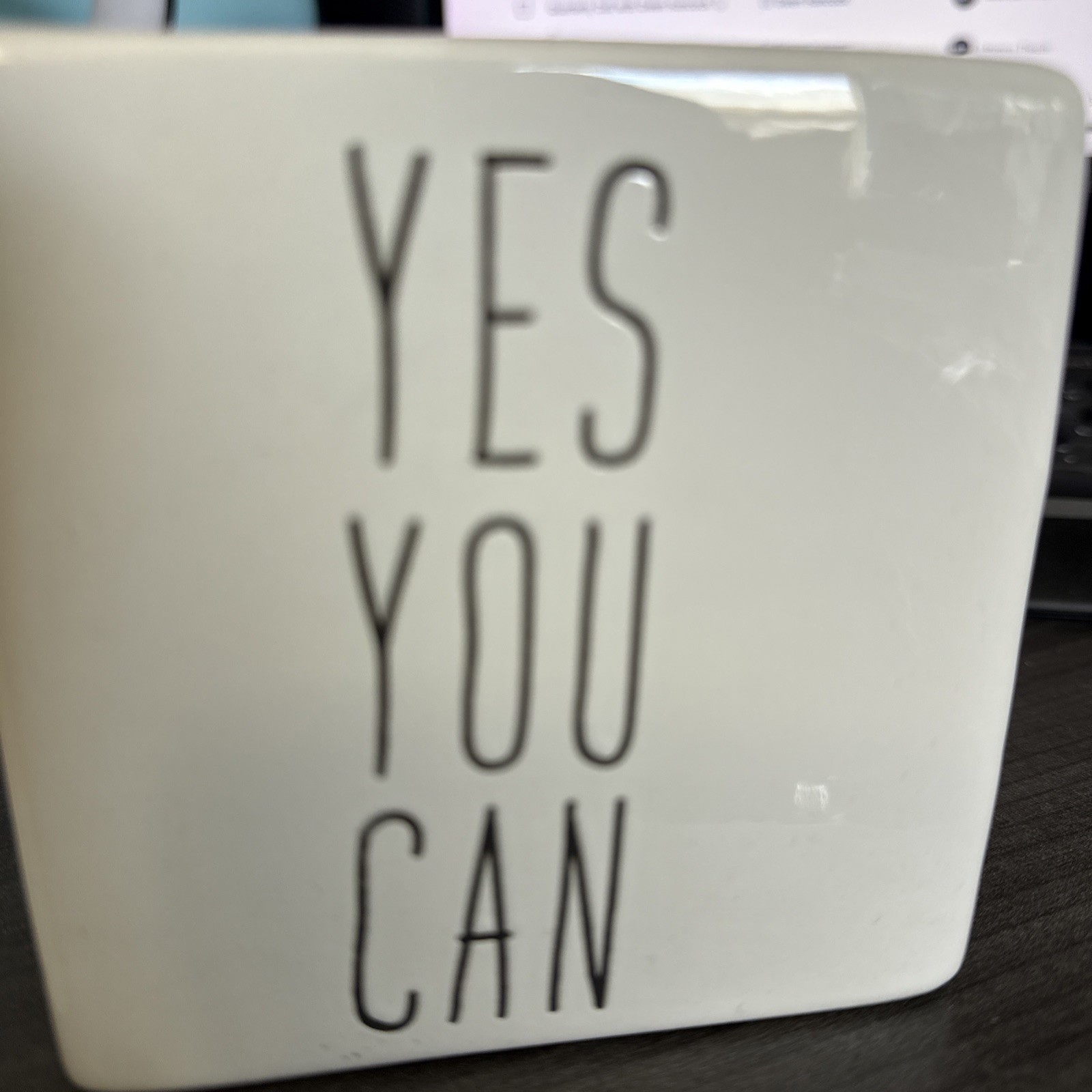Yes You Can 4” Square Glass Plaque Desk Office Accessory Inspiration
