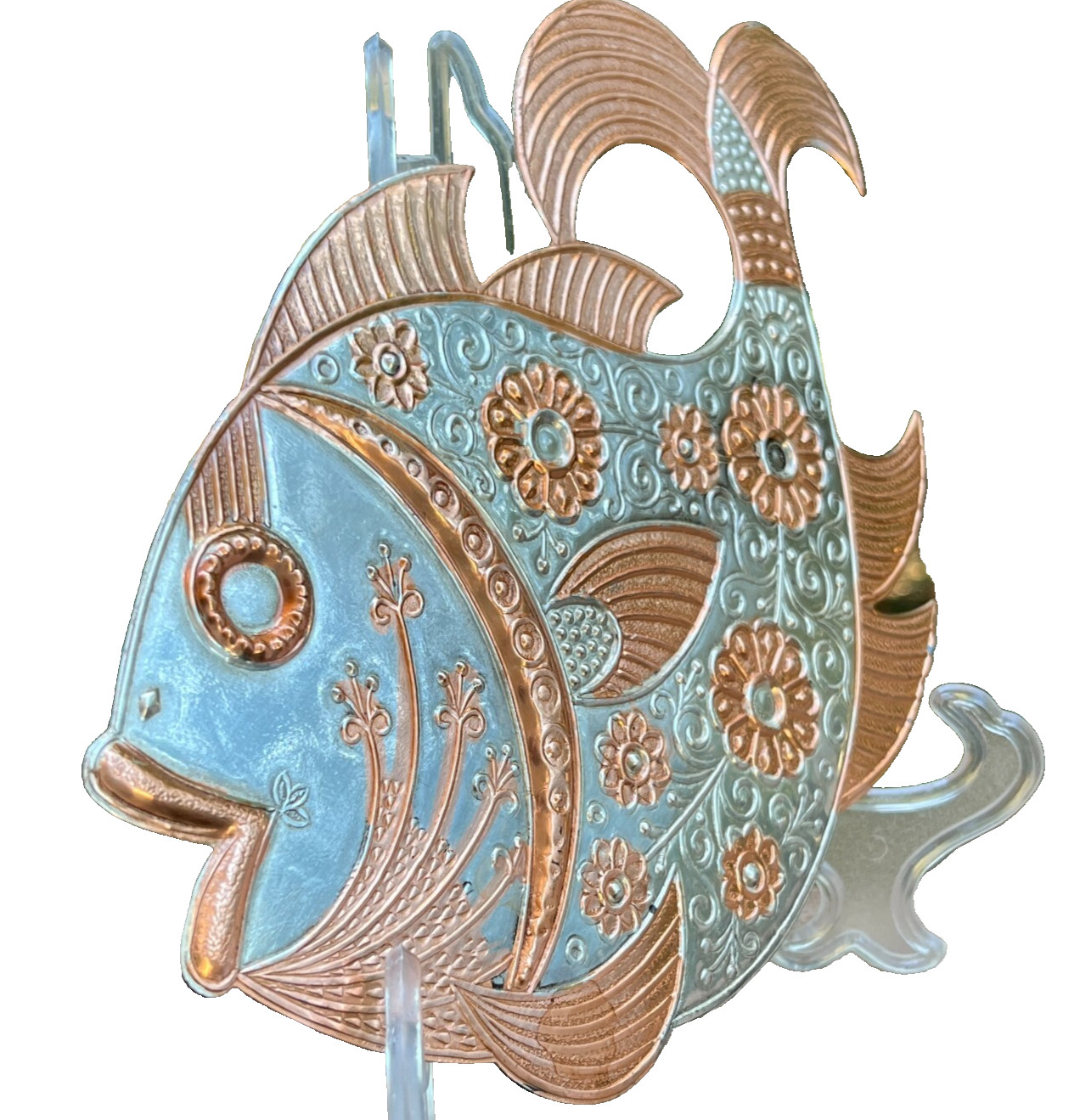 Wall Hanging Brass Fish Plaque Silver Plated Handmade In Israel