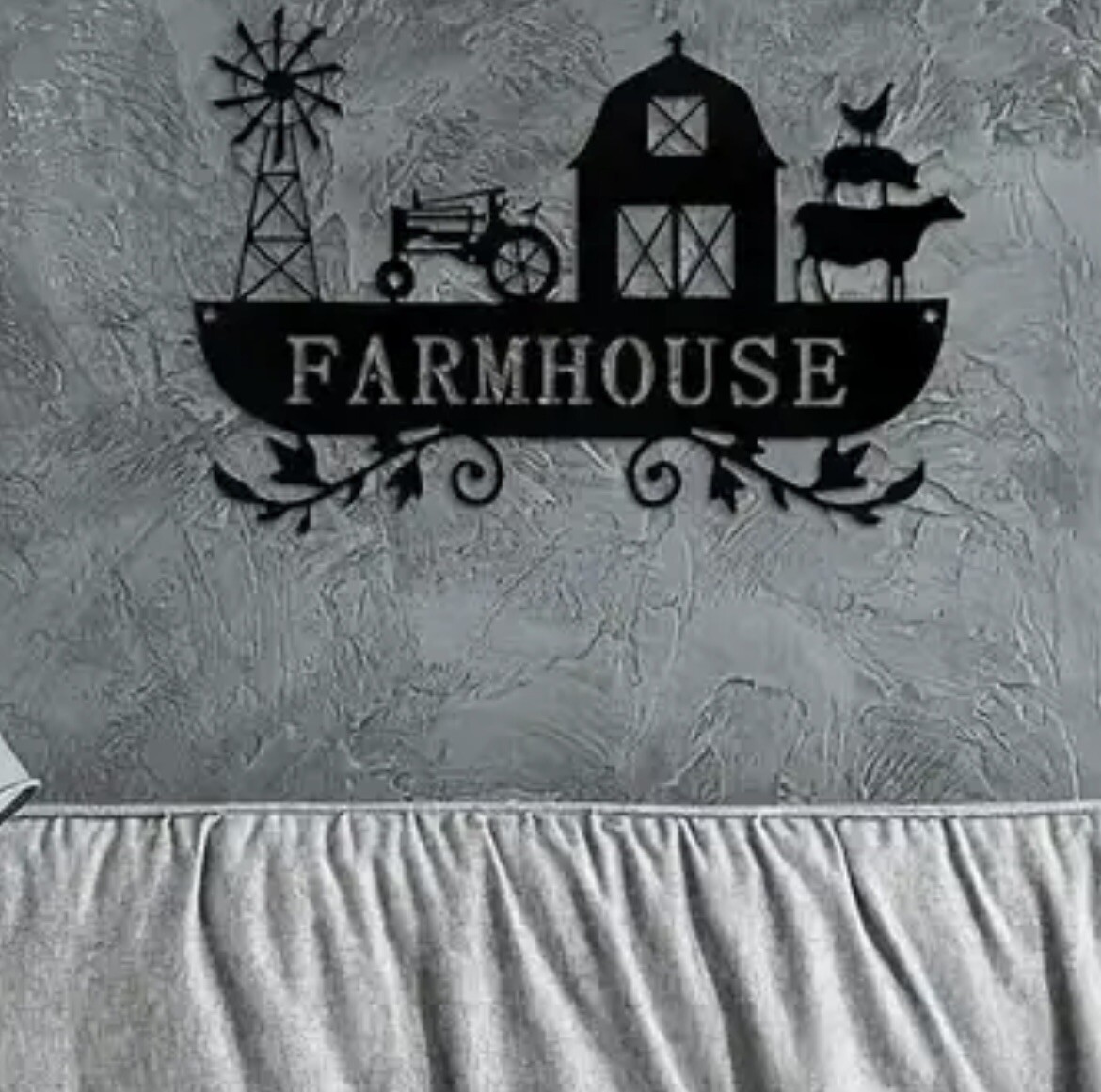 Metal Black Wall Art Farmhouse Rustic Farm Scene 12×8 Inches US Shipper