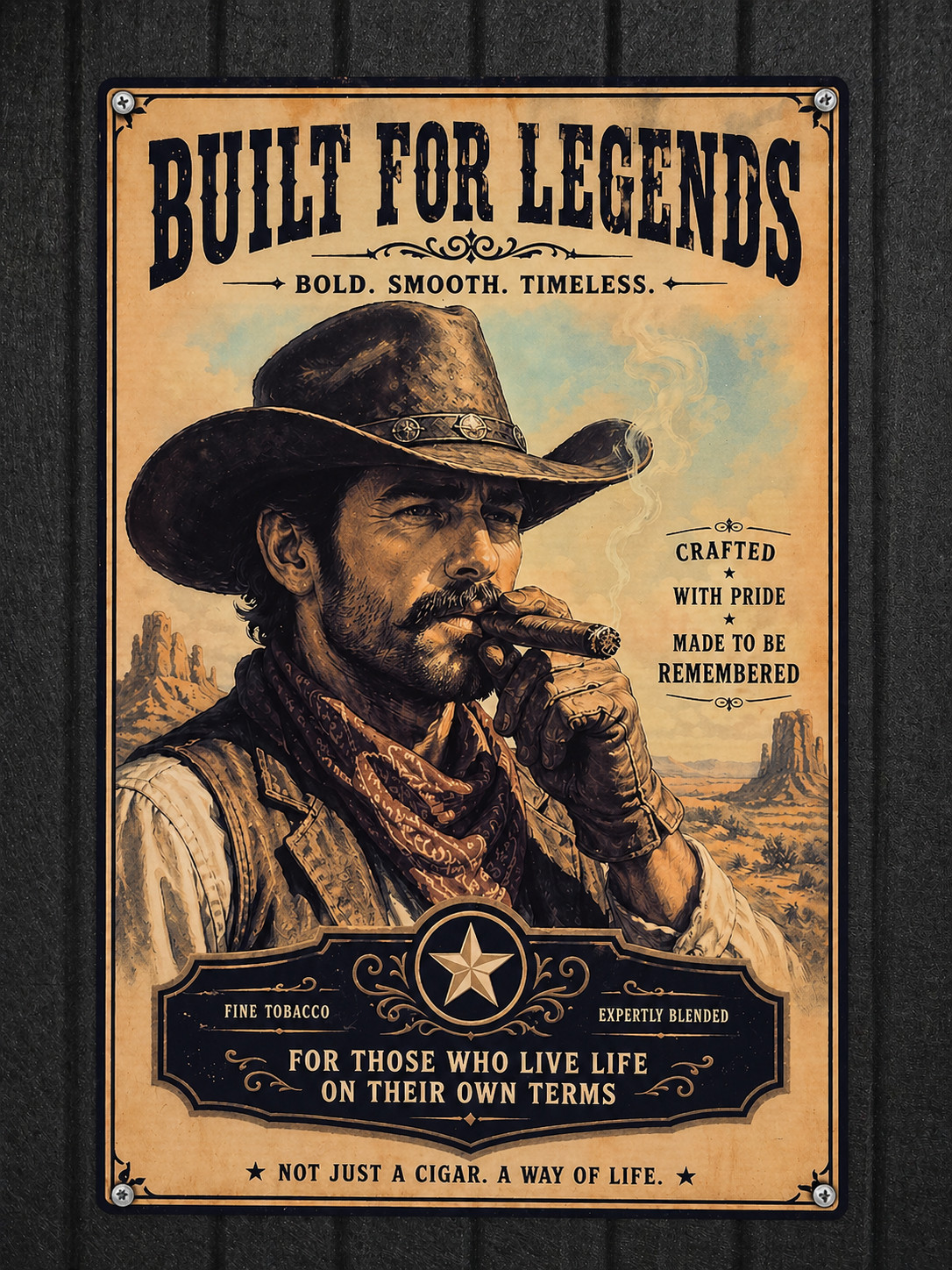 Cowboy Cigar Sign Western Metal Poster Man Cave Decor 8×12