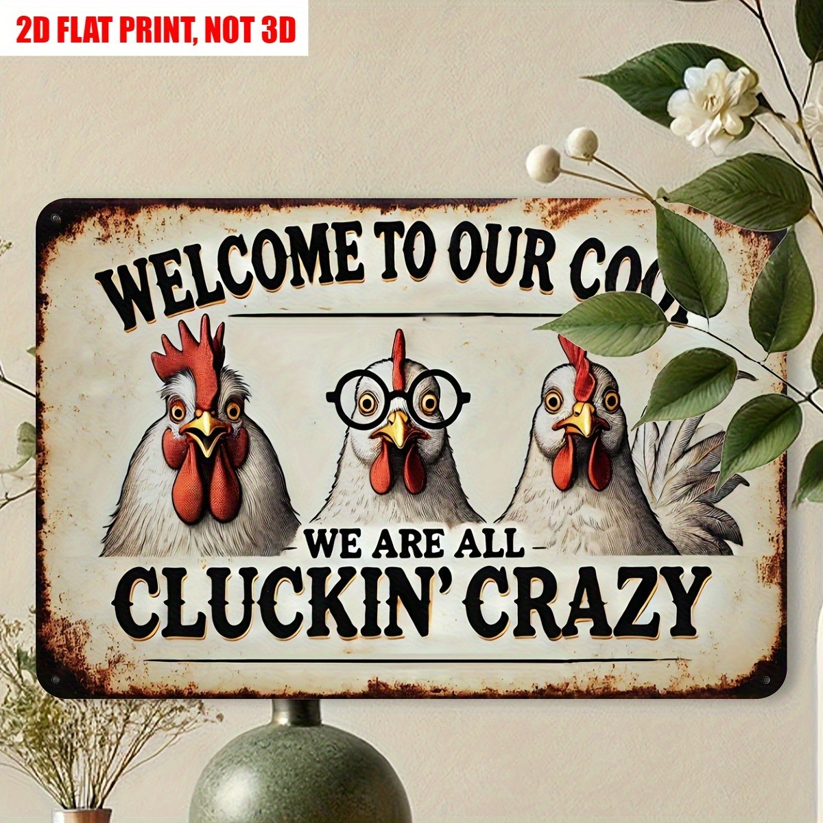 Funny Chicken Coop Metal Tin Signs Farm/Backyard Decor Retro Vintage Wall Art 2D