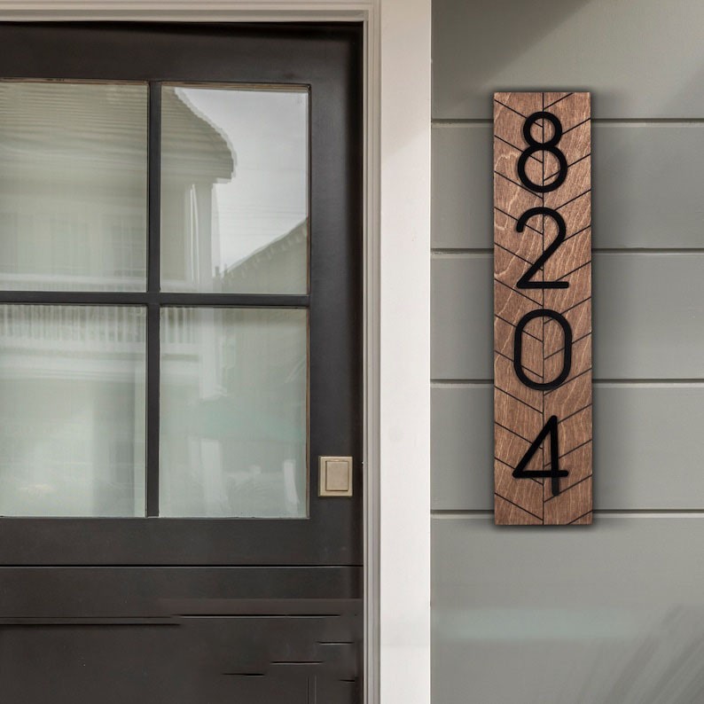 Vertical Address Sign, Modern Address Plaque, Large House Numbers