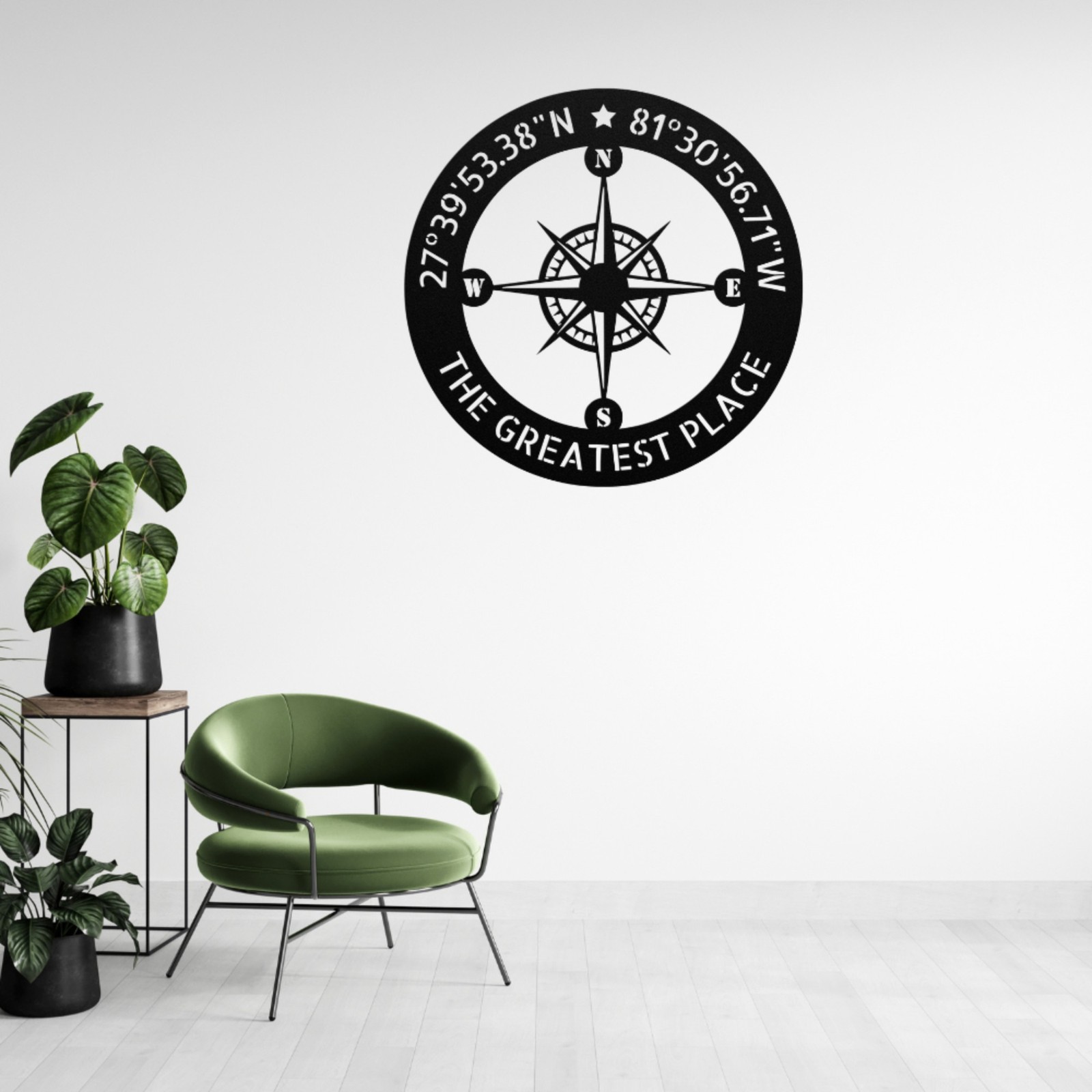 Custom Coordinates Metal Sign Personalized Nautical Compass Wall Art Home Decor