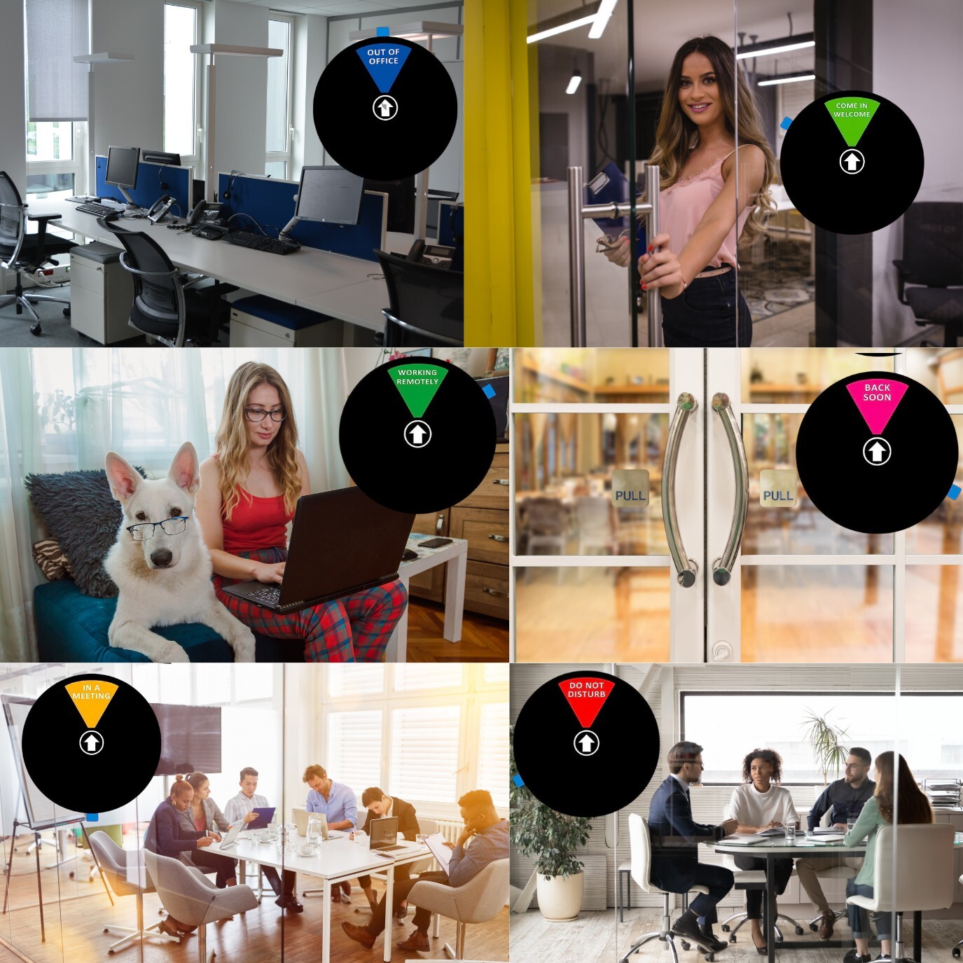 6 Options Office Door Sign Do Not Disturb/Come on in/Out of Office/in a Meeti…