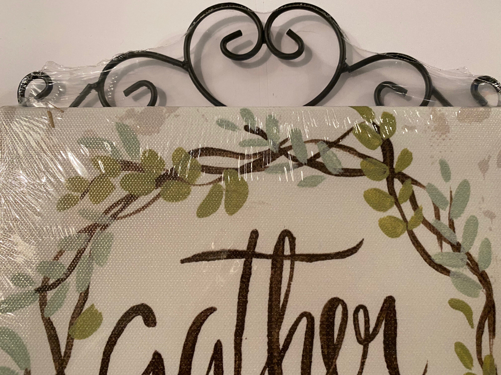 Farmhouse Gather canvas sign 8 x 8 inches new metal top