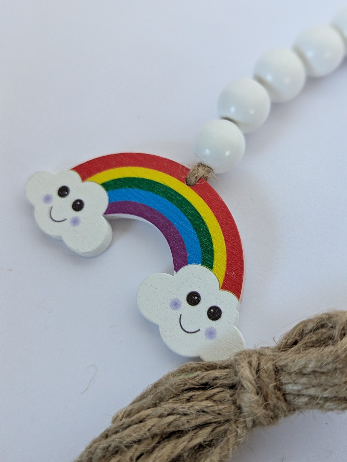 Easter Garland Wood Beaded Bunny Chick Carrot Bead Rainbow 4pc Set Spring Decor