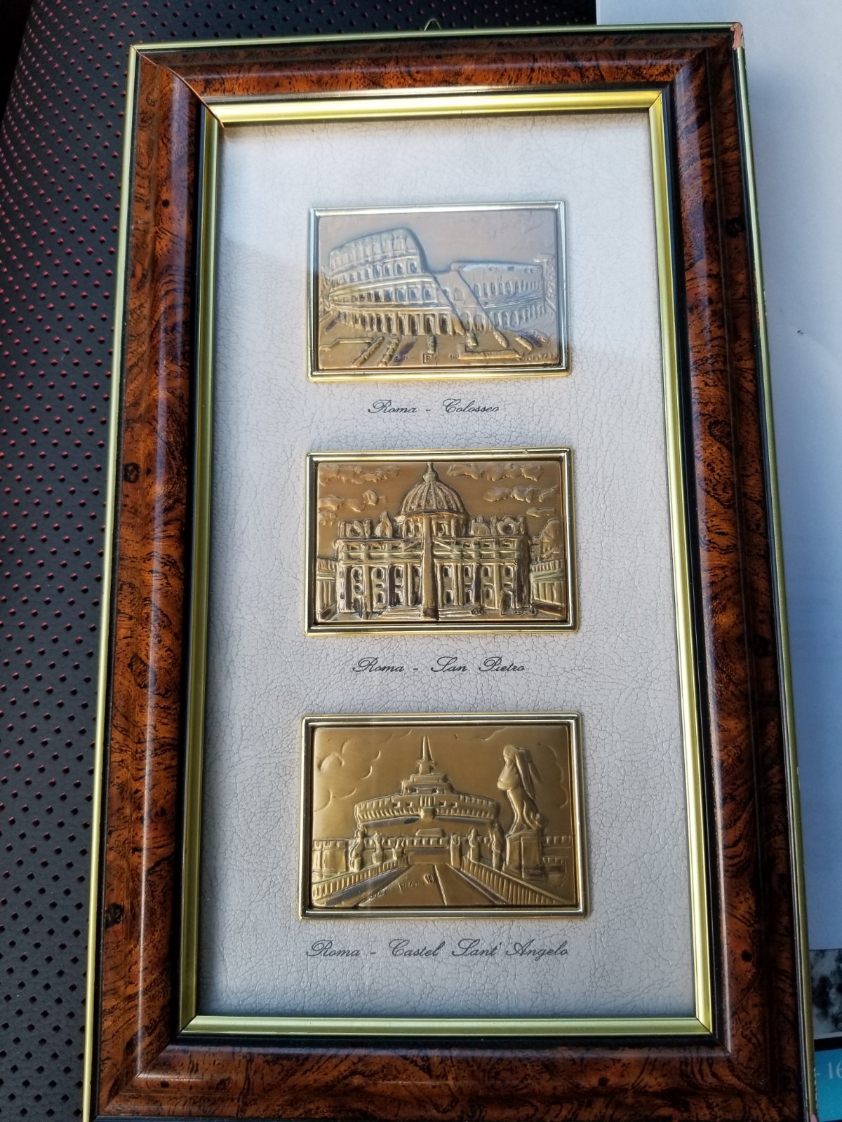 Italian 925 Sterling Silver Relief Rome Framed Colosseum, San Pietro, Sant Ange