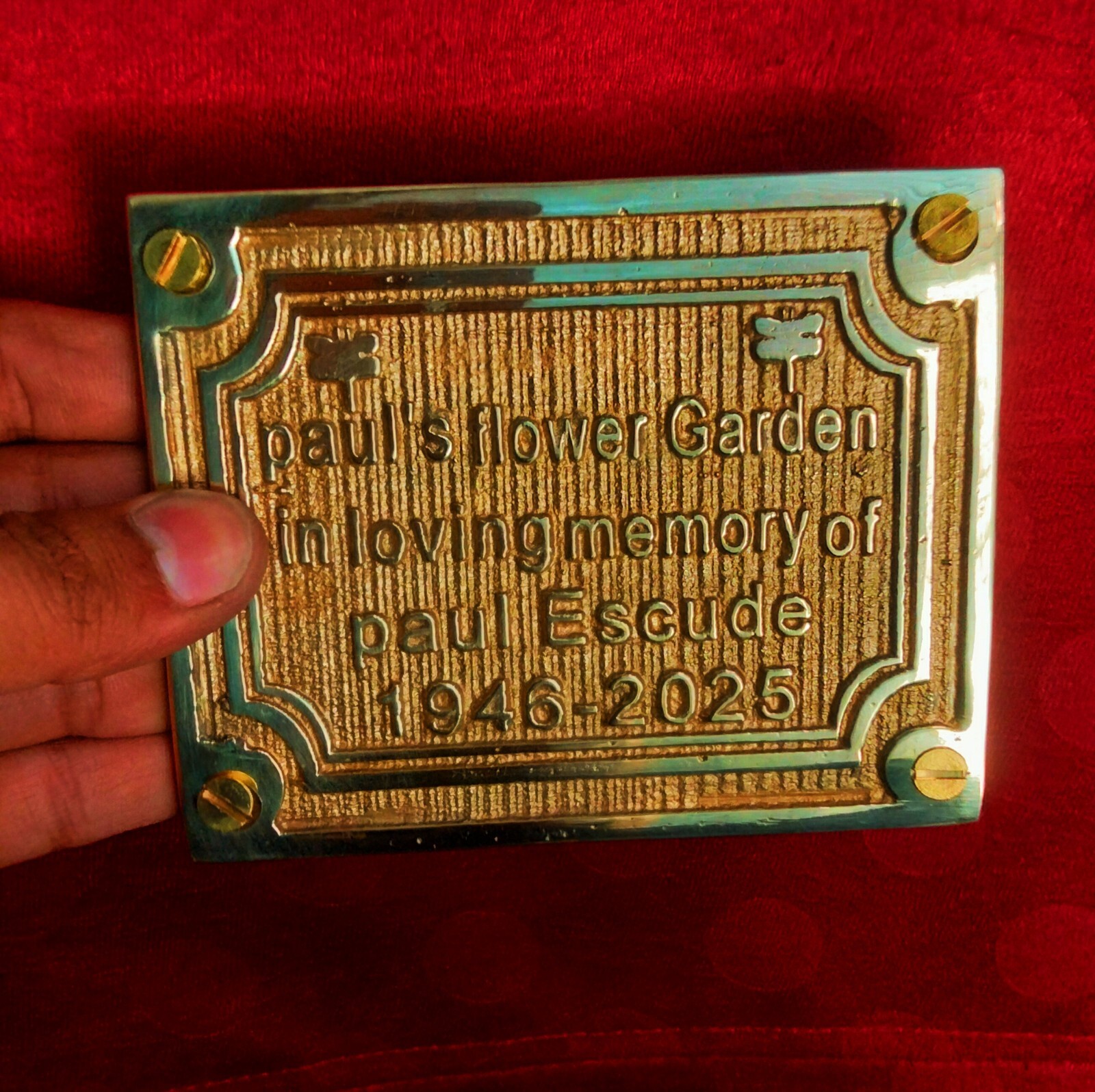 Customized Engraved Brass Plate handmade Signs Bench Memorial Decorative Plates