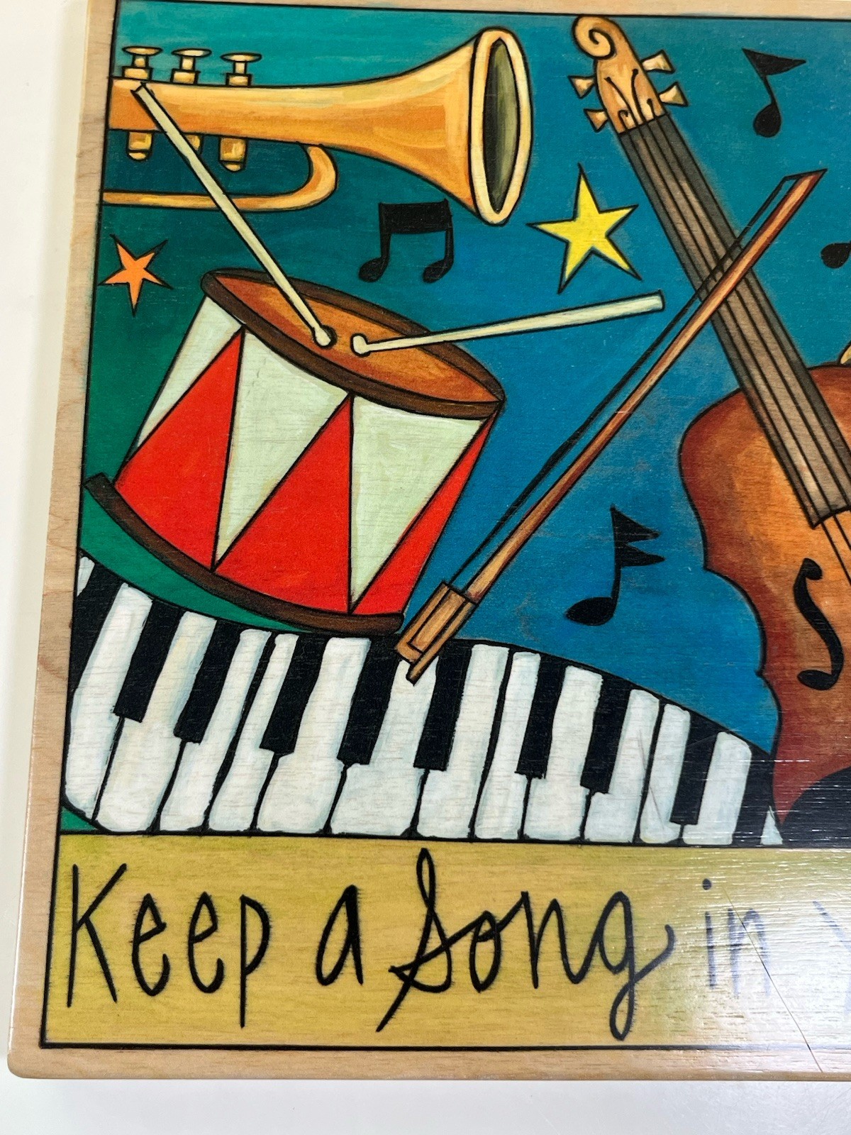Sincerely Sticks Keep A Song In Your Heart 9″x9″ Wood Wall Hanging Plaque