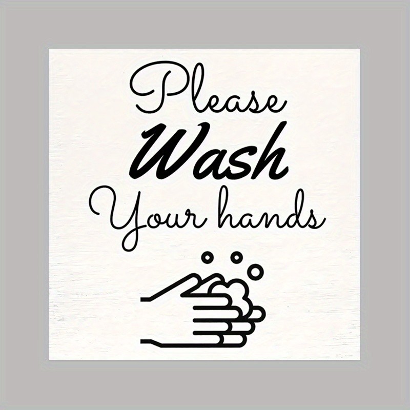 2D Contemporary Style Bathroom Deor Please Wash Your Hands’ Art Wooden Desk Sign