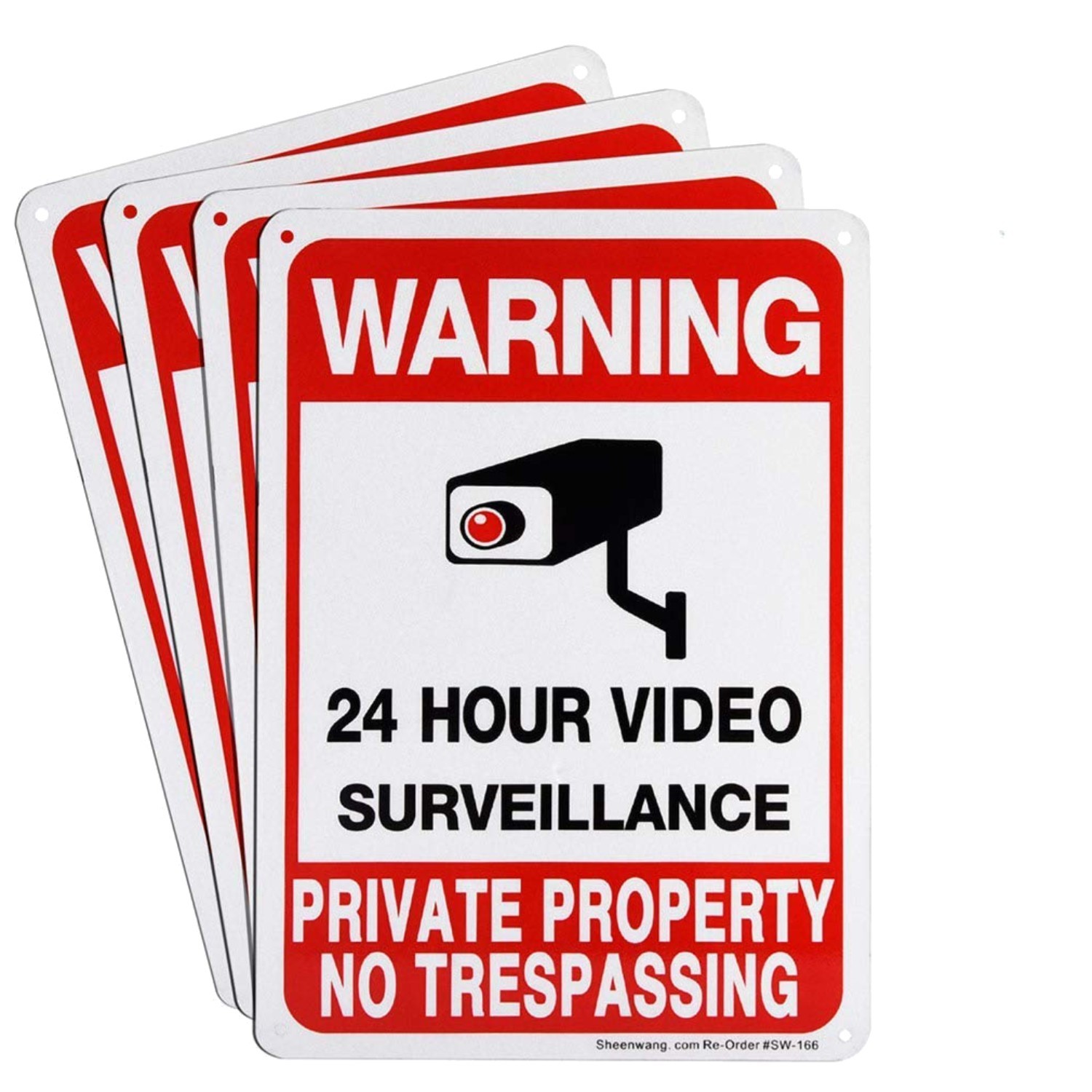 4 Pack of Reflective No Trespassing Signs, 10×7 Aluminum for Ultimate Security