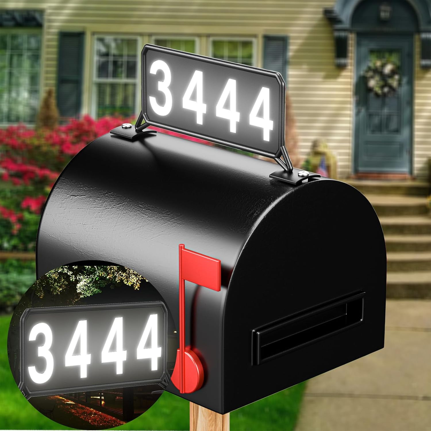 Metal Mailbox Address Plaques – Reflective House Number Plaque for Outside, Doub