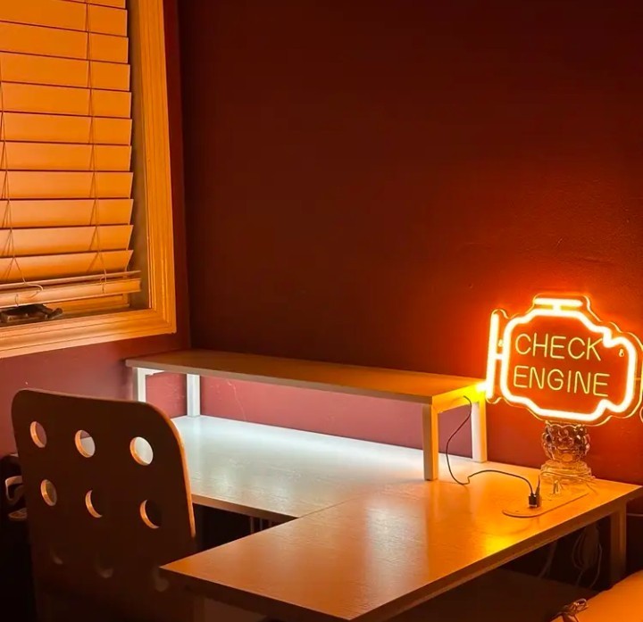 Check Engine Neon Sign LED Wall Light Garage Man Cave Auto Shop Decor Orange