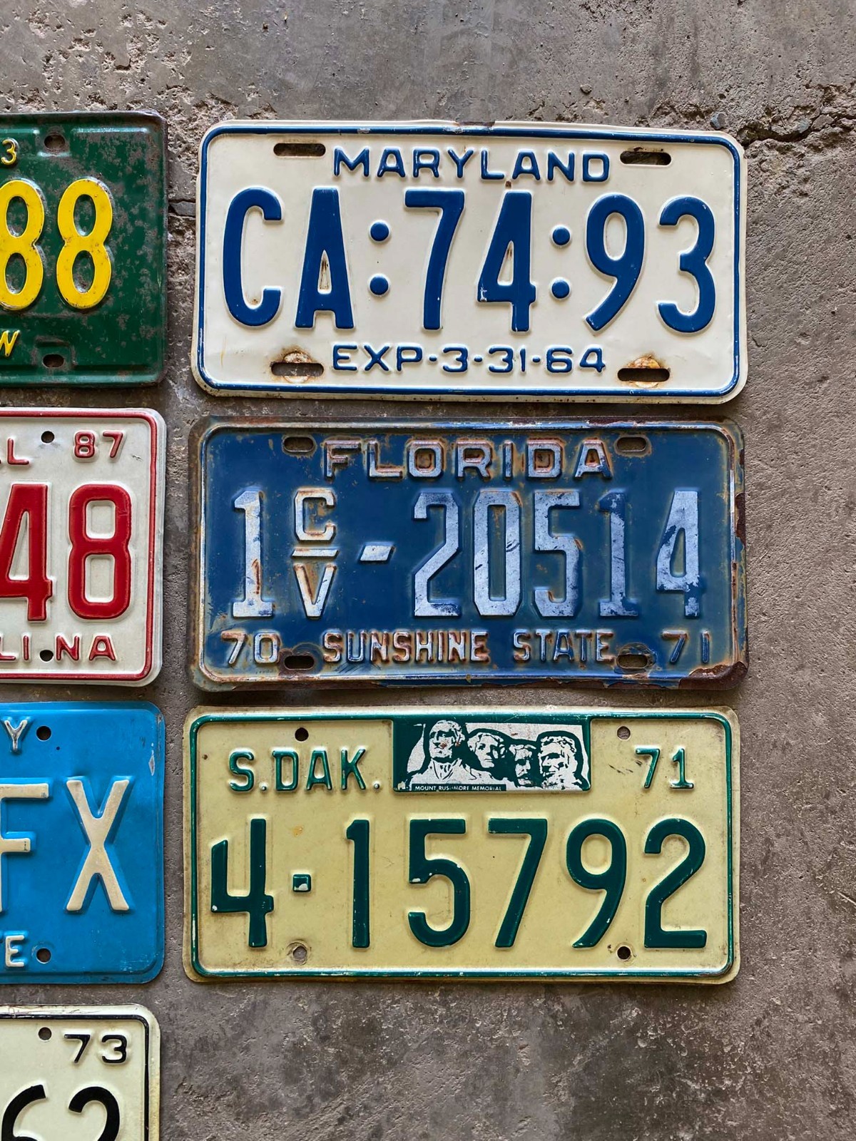 Vintage Craft Mixed State Decorator Flea Market License Plate Lot 1963 to 1994