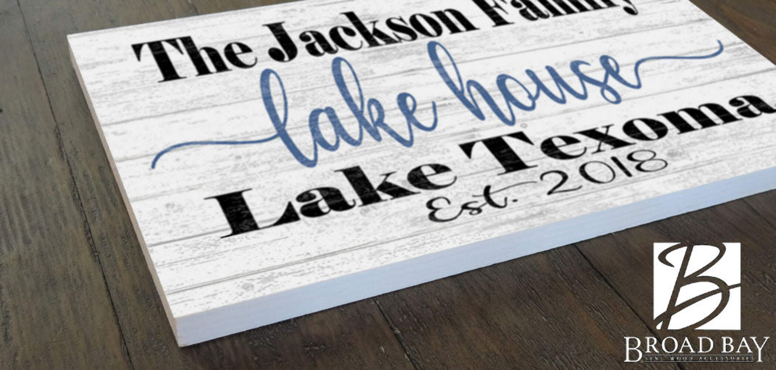 Custom Lake House Sign with Established Date – Solid Wood