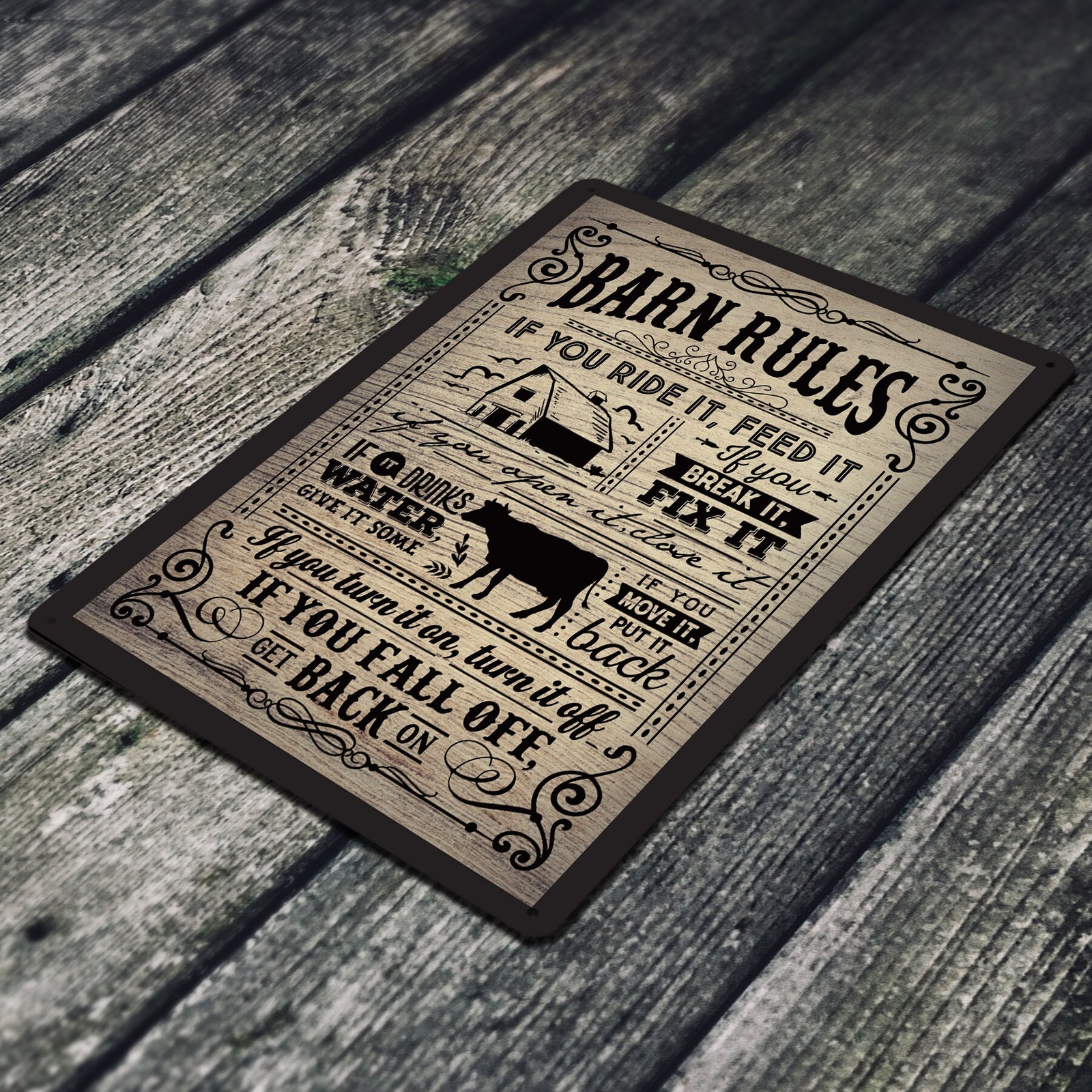 Barn Rules 12 X 8 Inch Metal Sign Barn Western Farmhouse Décor Country Home