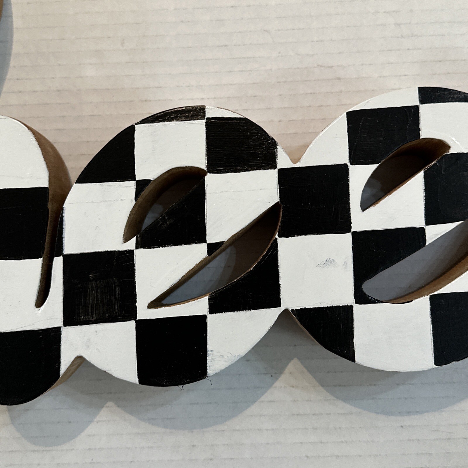 CHEERS Wood Sign 3D Man Cave Game Room Word Black And White Handpainted 26X9.5
