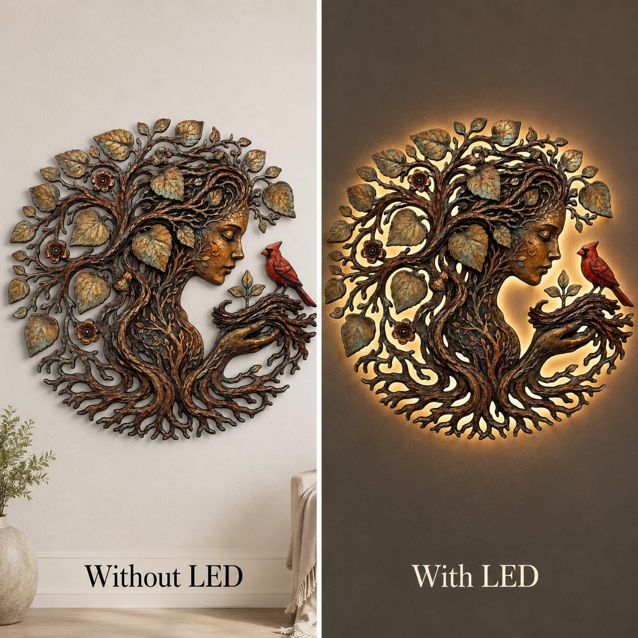 Metal Wall Decor, Mother Earth Metal Wall Art , Tree of Life Goddess Decor