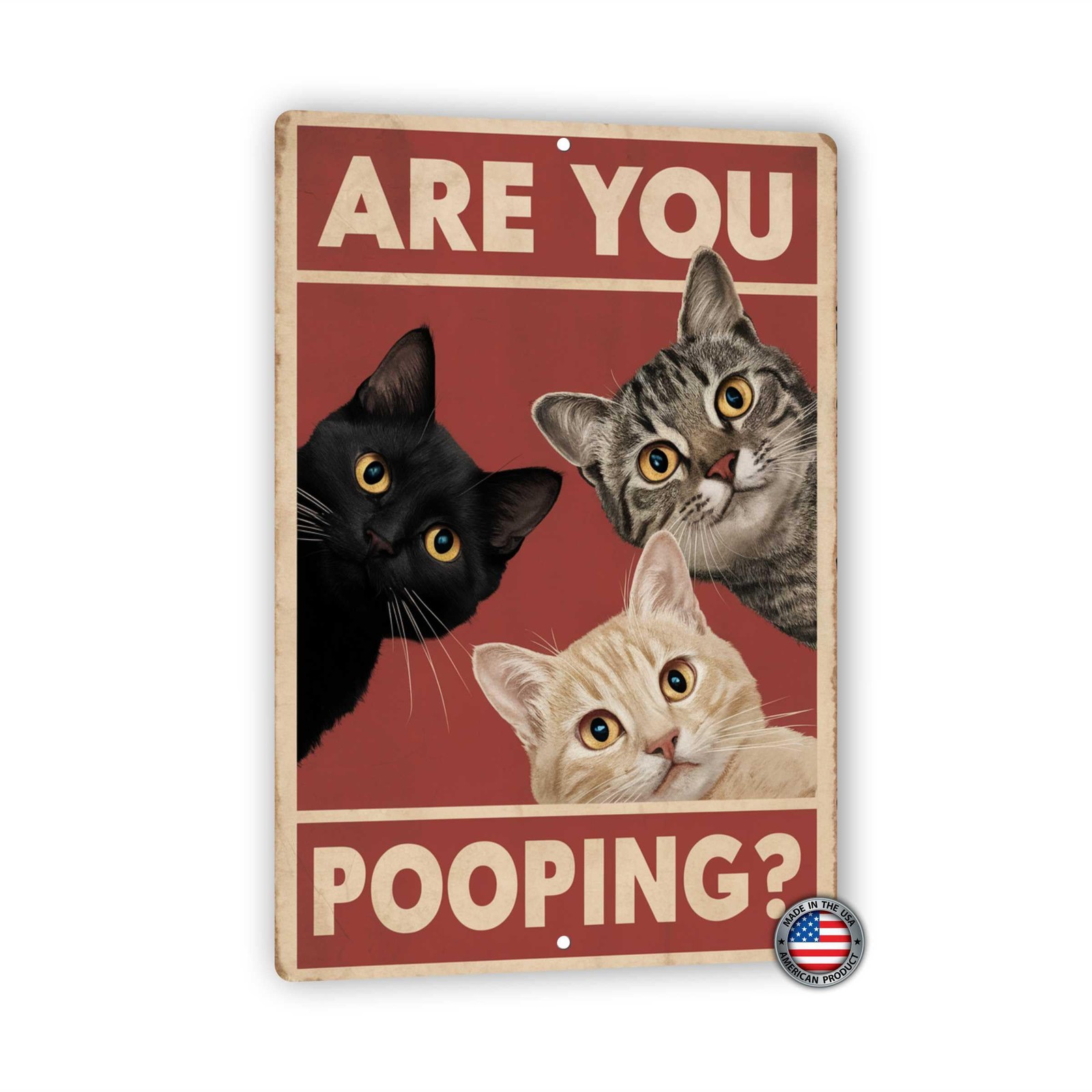 Funny Cat Sign 8×12 Are You Pooping Wall Art Bathroom Decor