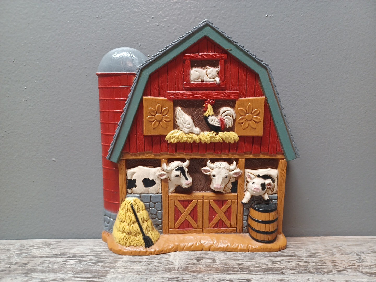 Home Interiors 1997 Barn Wall Hanging 3363-1 3D Farm Animals Retro Cows Pig