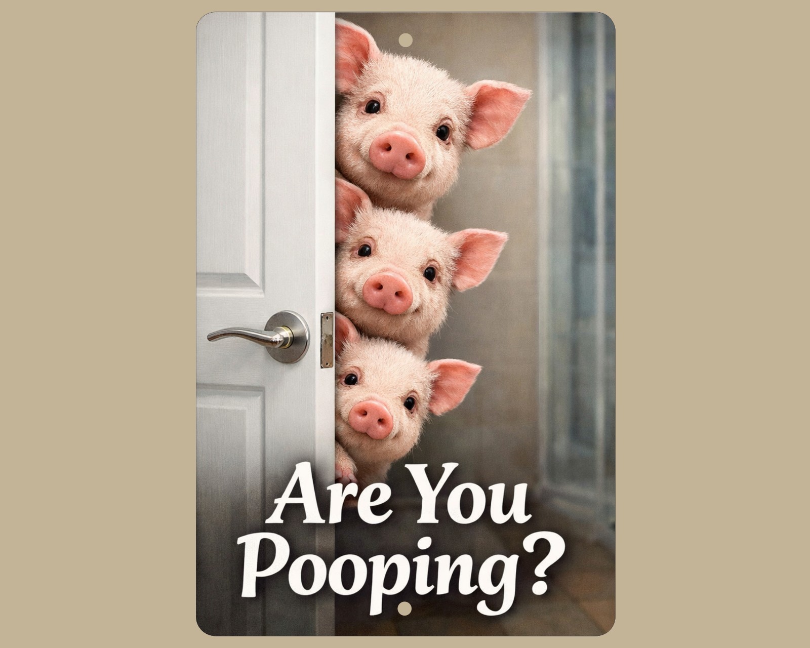 Funny Three Little Pigs Bathroom 8X12 Metal Sign, “Are You Pooping?”