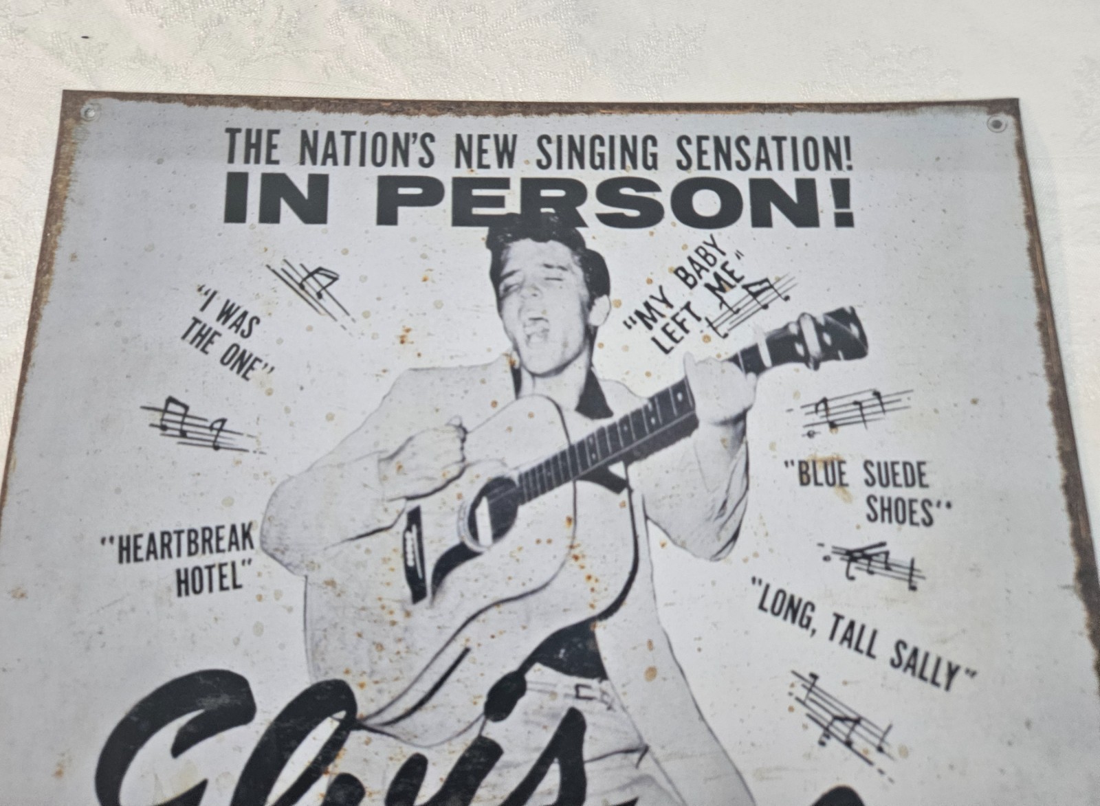 ELVIS Fox Theater Concert Flier Replica Tin Sign w Patina 12″ x 15″