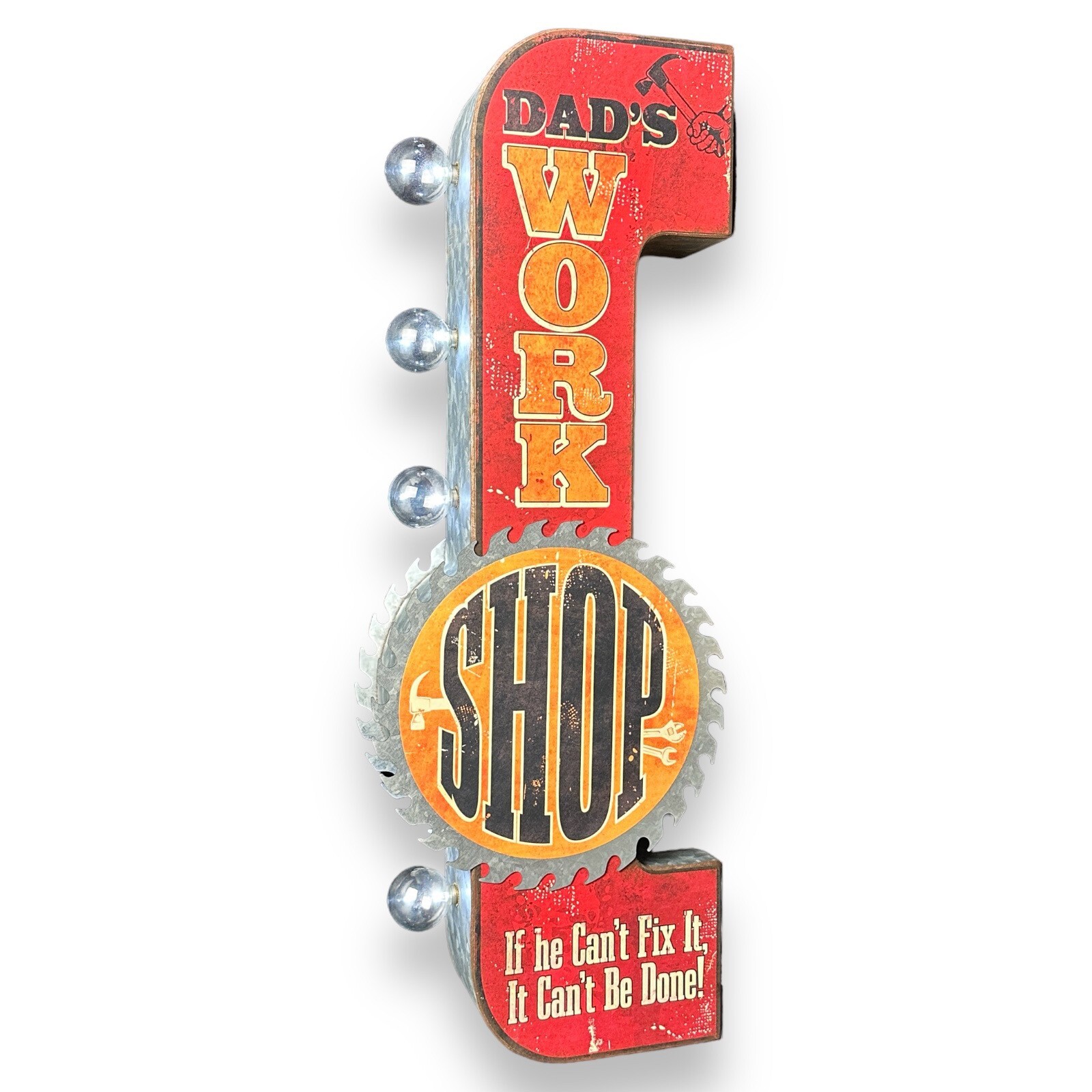 Dad’s Workshop Double Sided 25″ Marquee LED Sign Retro Vintage Design Battery Op