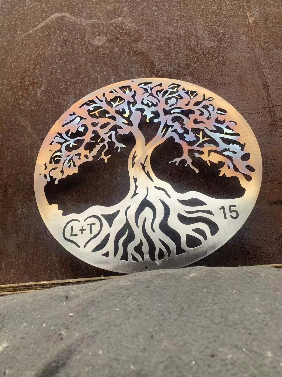 Personalized Tree of Life – Carved Initial Tree Decor – 11th Anniversary Gift