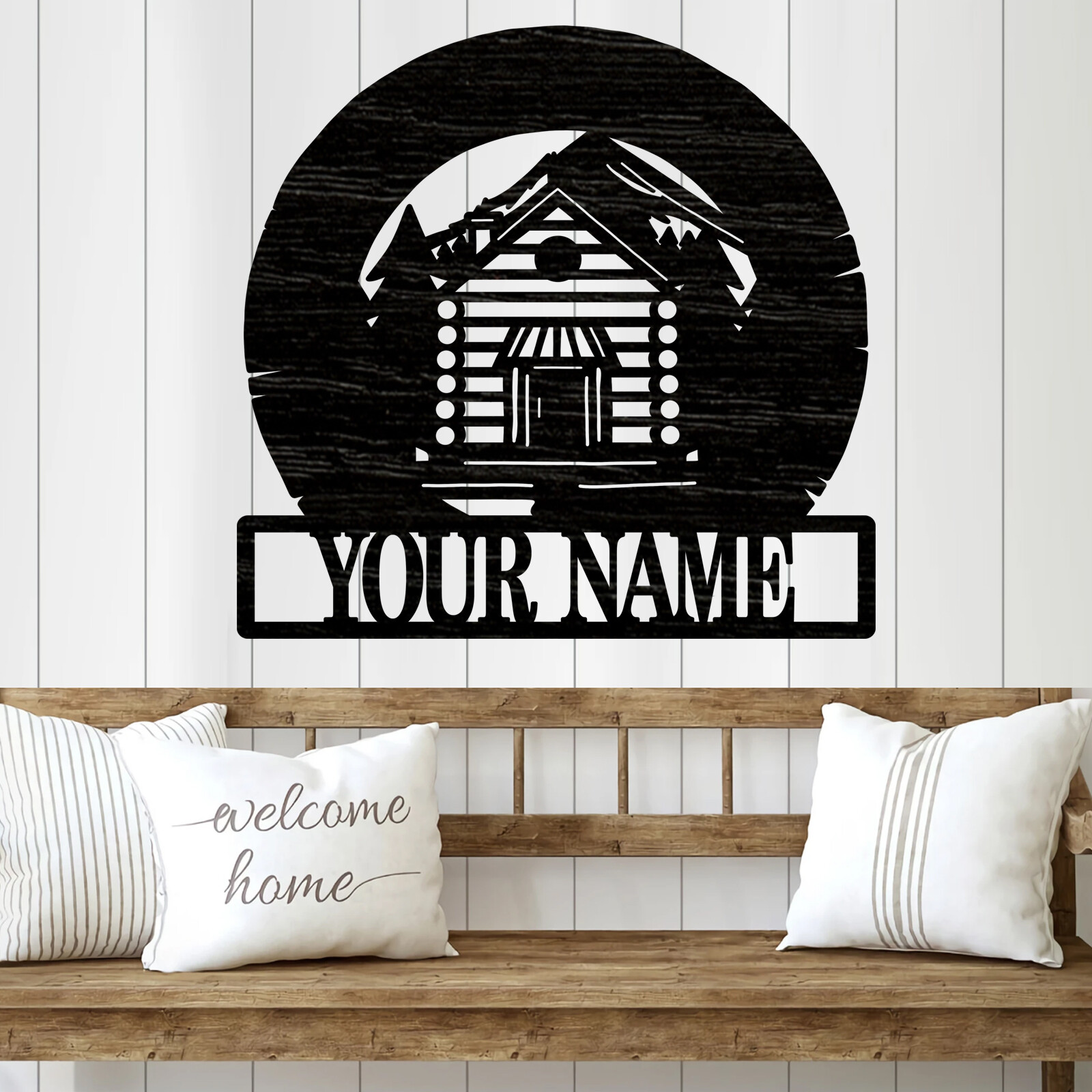 Personalized Log Cabin Name sign, Wood plaque sign,wood Crafts