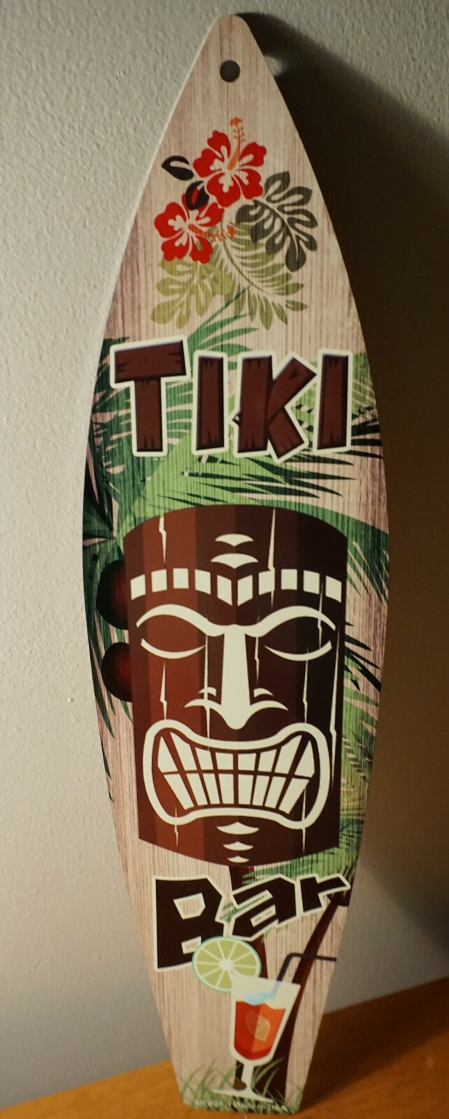 TIKI BAR IDOL WELCOME SIGN Tropical Drink Rustic Beach Bar Surfboard Home Decor