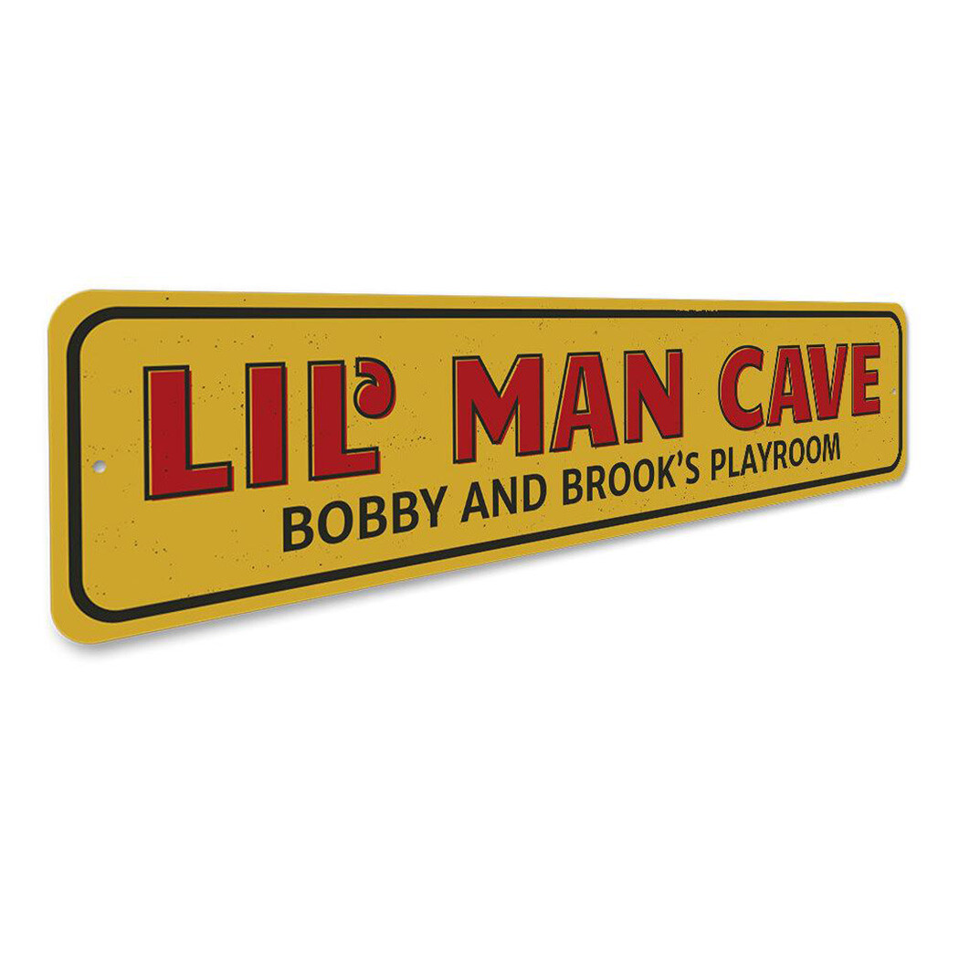Lil’ Man Cave Sign, Personalized Little Children Names Aluminum Metal Decor Sign