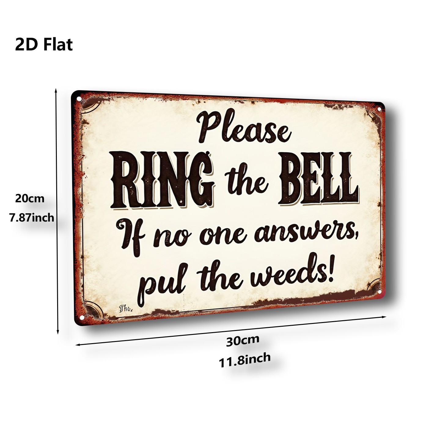 Metal Sign Please Ring Bell 20.32*30.48 cm Distressed