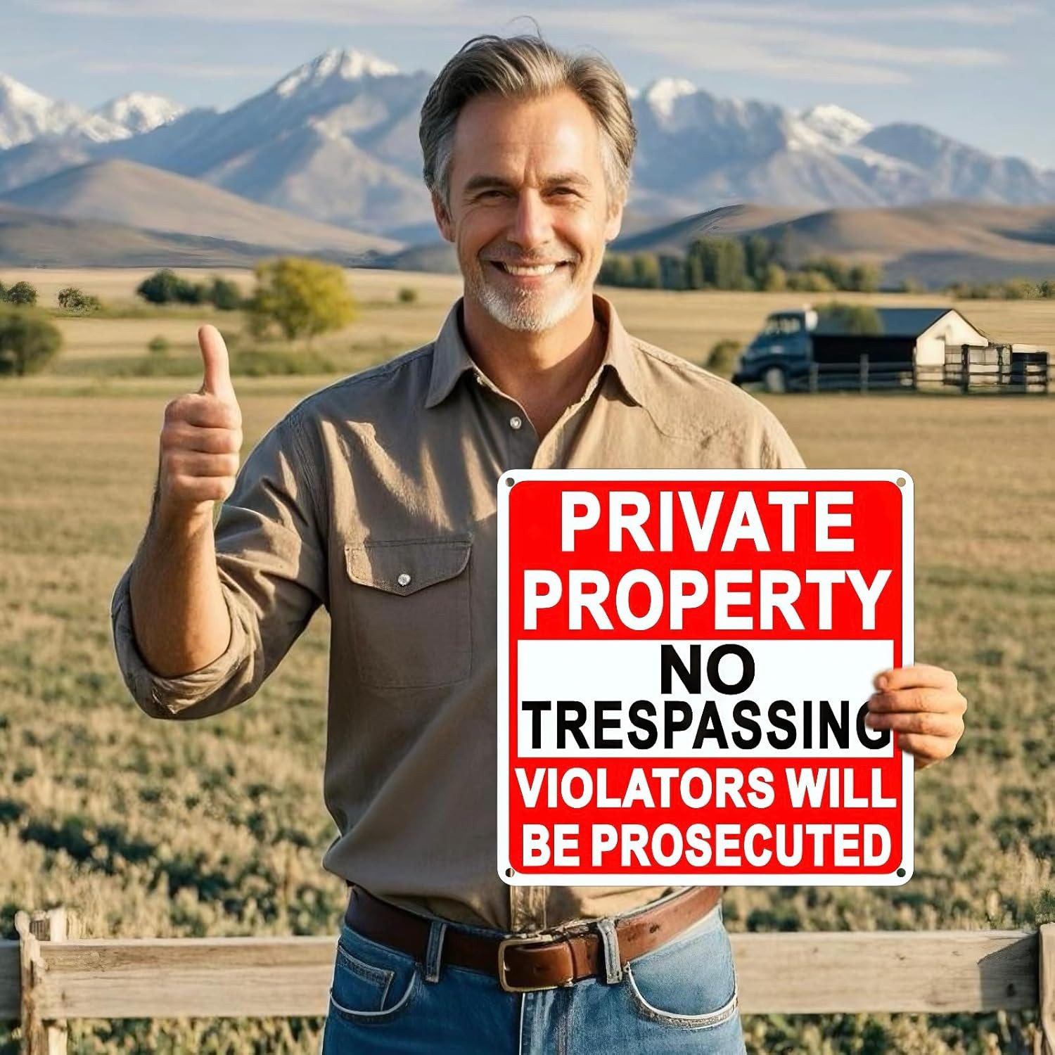 4 Pack Large No Trespassing Signs Private Property, 9.5 Inch X 9.5 Inch Private