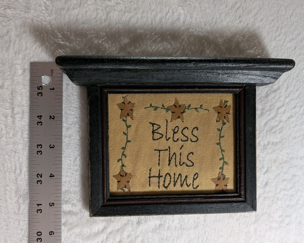 Bless This Home Wall Shelf Sign Primitive Farmhouse Decor Small Hanging Shelf