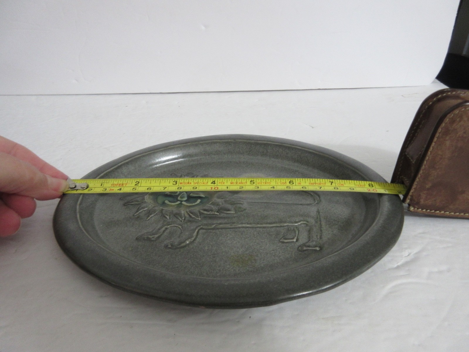 Vintage Bennington Pottery Vermont Oval LION Wall Plaque Plate – Gray / Blue