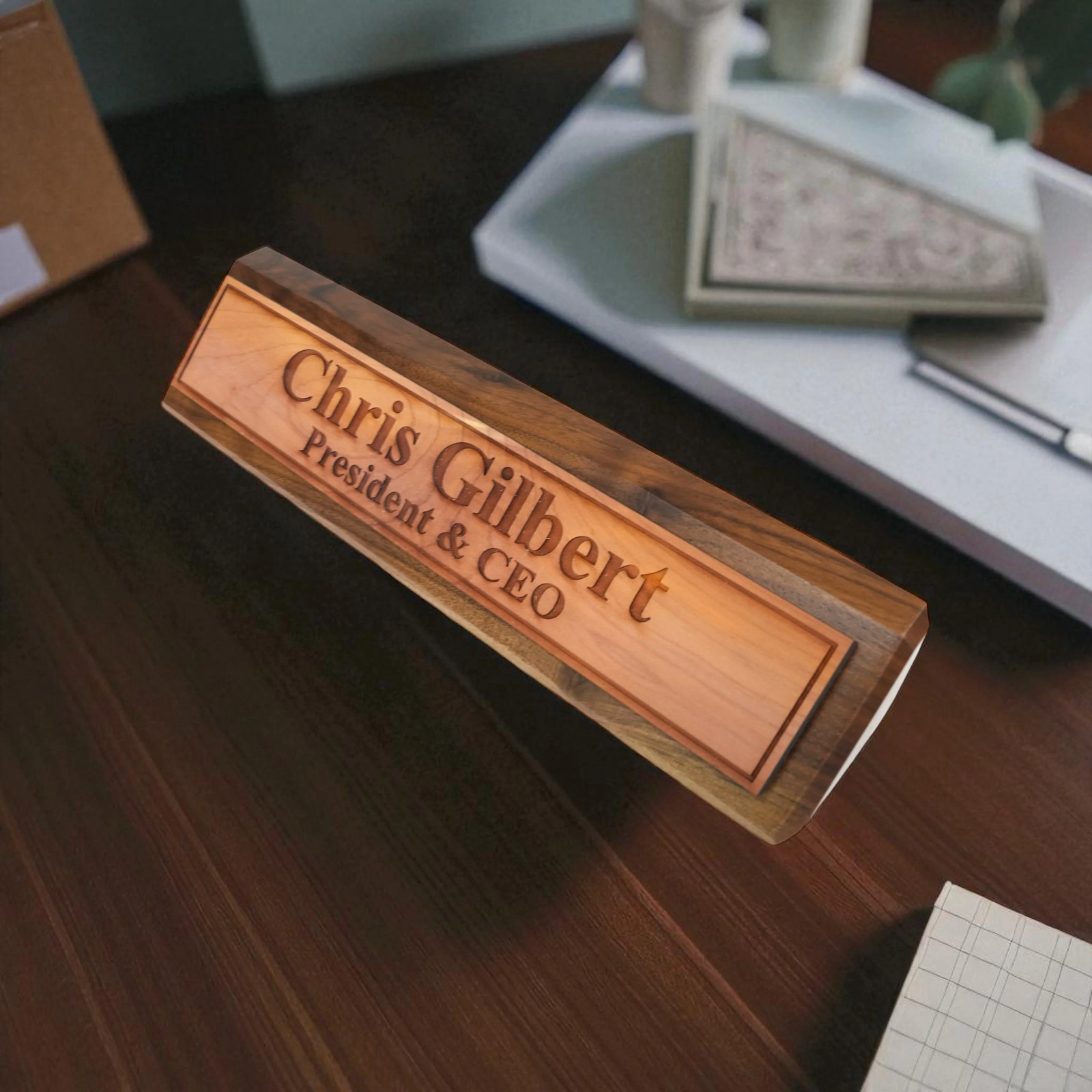 Desk Wedge Name Plate – Personalized Titles and Styles – 11 Inches
