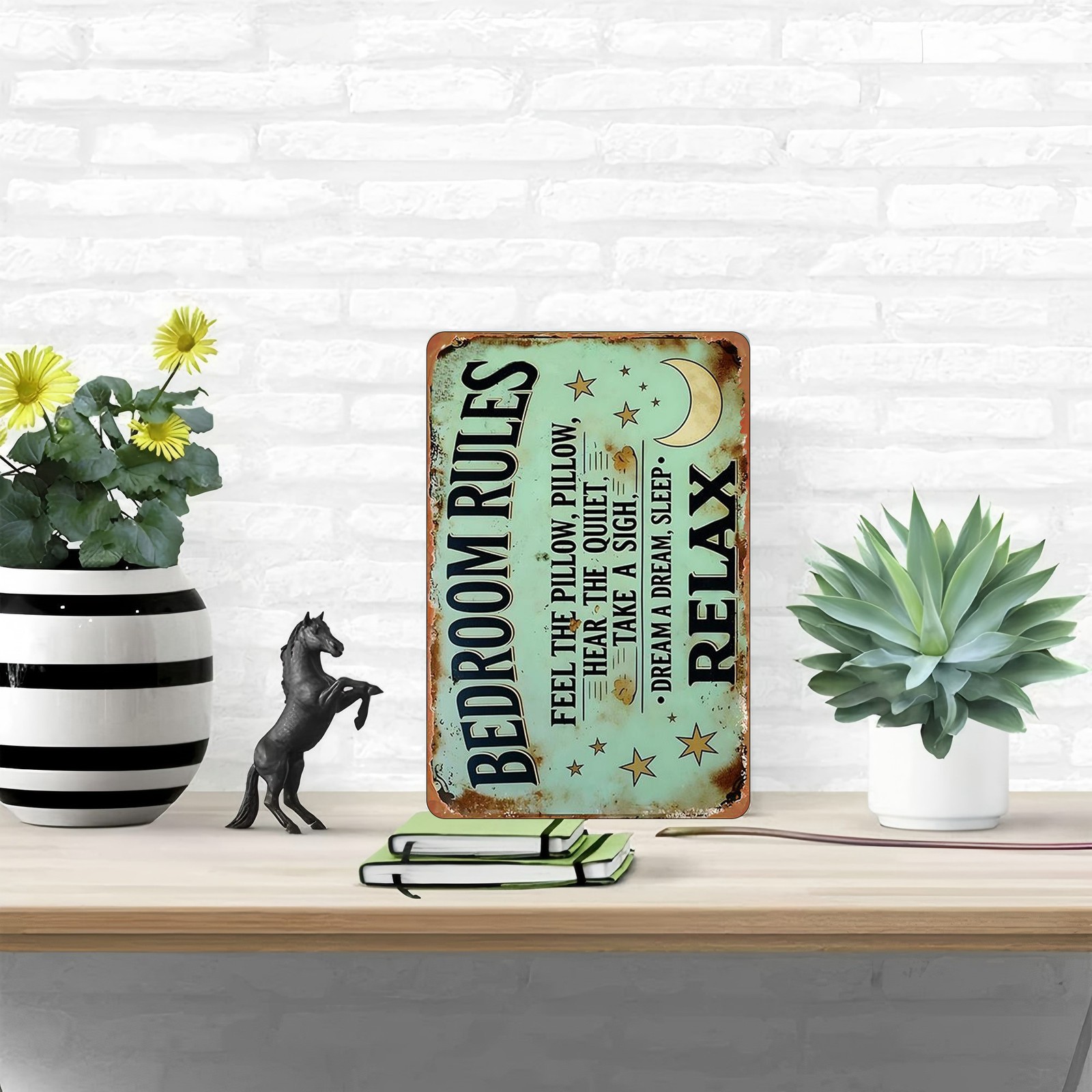 Metal Sign 20.32×30.48 cm “Bedroom Rules” Wall Decor