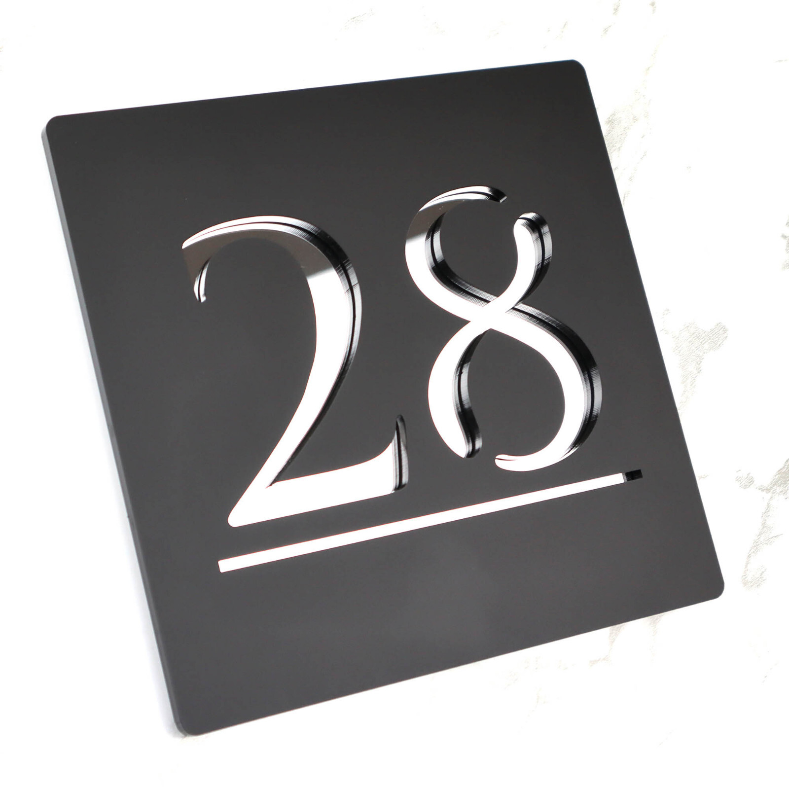 Laser Cut 3D House Signs Plaques Sign Door Number Matt Black Mirror