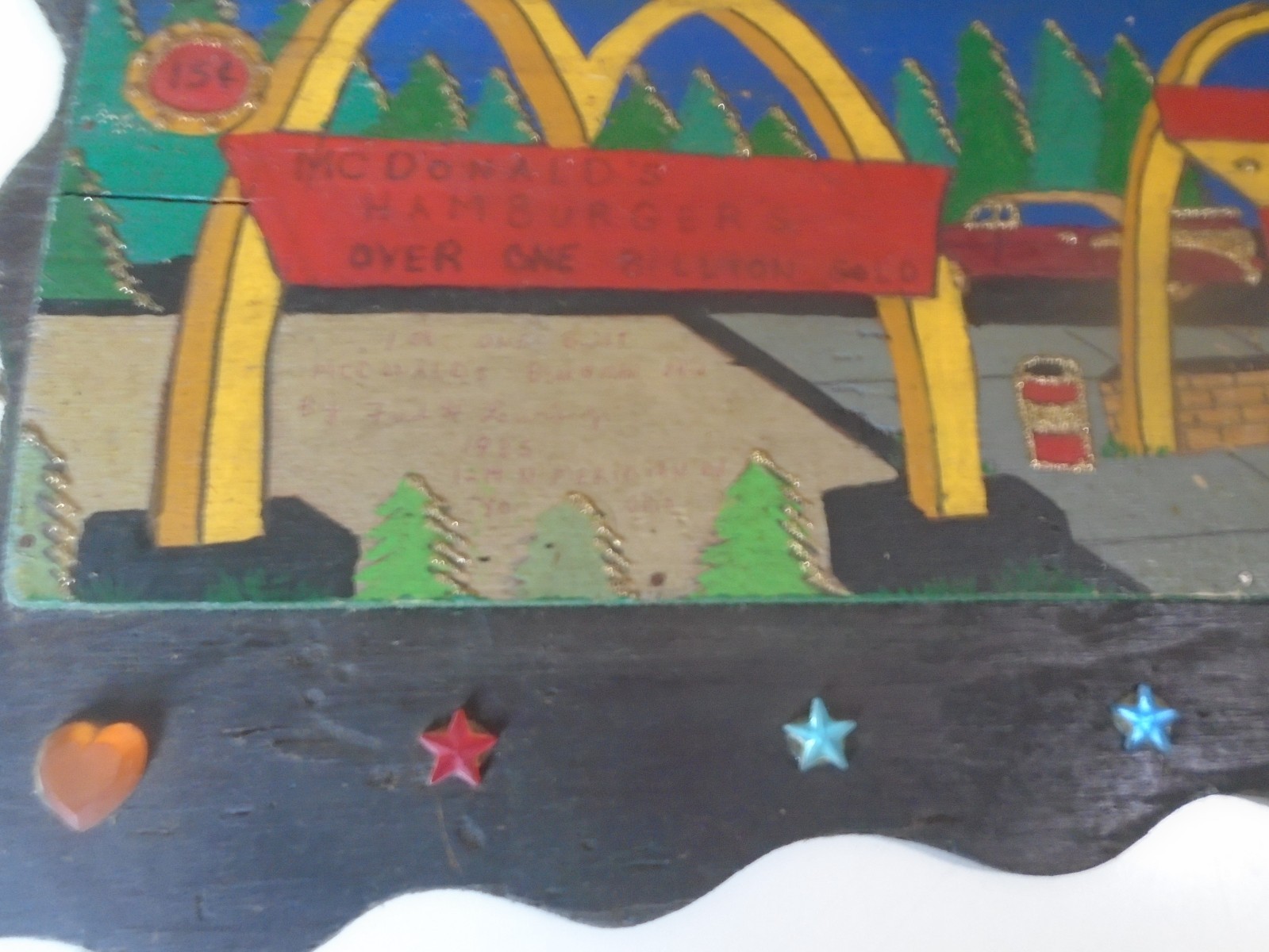 Vintage Wood Hand Painted McDonalds sign 25” x 11” made in usa one of a kind