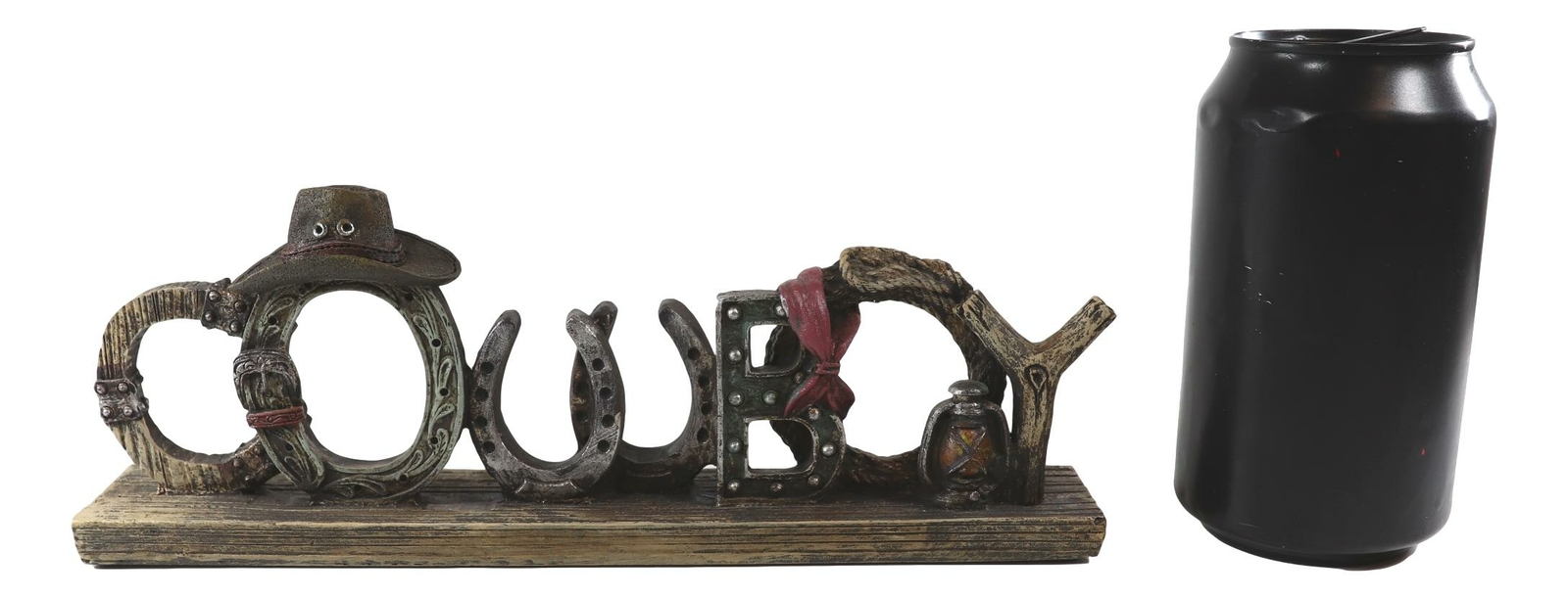 Rustic Western Cowboy Sign Ropes Hat Horseshoes Faux Barnwood Desktop Plaque