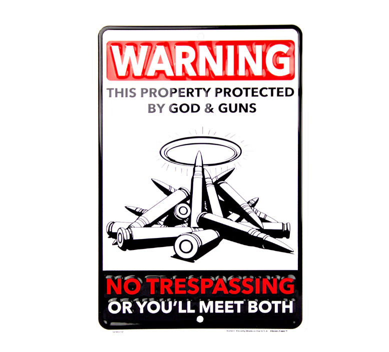 Warning This property Protected by God & Guns 8 x 12 Metal Aluminum Sign