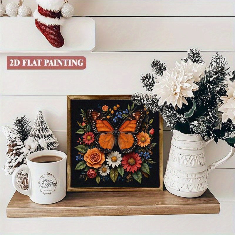 Natural Style Butterfly Floral Wooden Plaque Boho Cottagecore Nature Home Decor