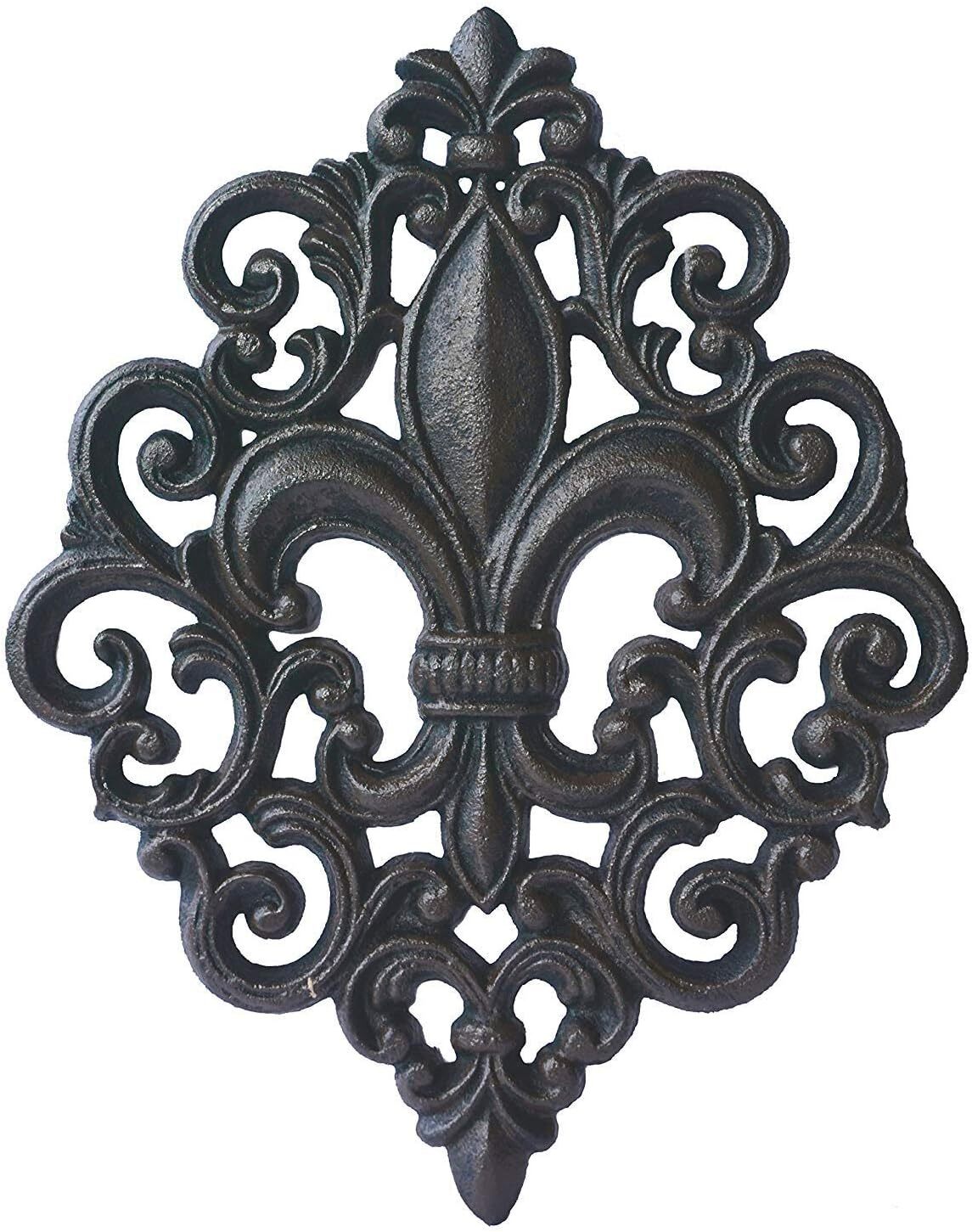Lulu Decor, Cast Iron Fleur De Lis Wall Decoration Plaque, Antique Home Decor