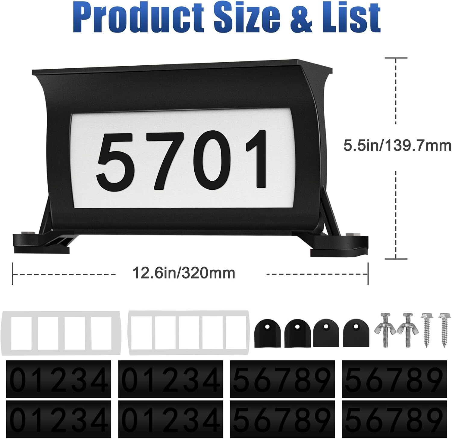 US Solar Power LED Light Sign House Street Door Address Plaque Number Plate Lamp