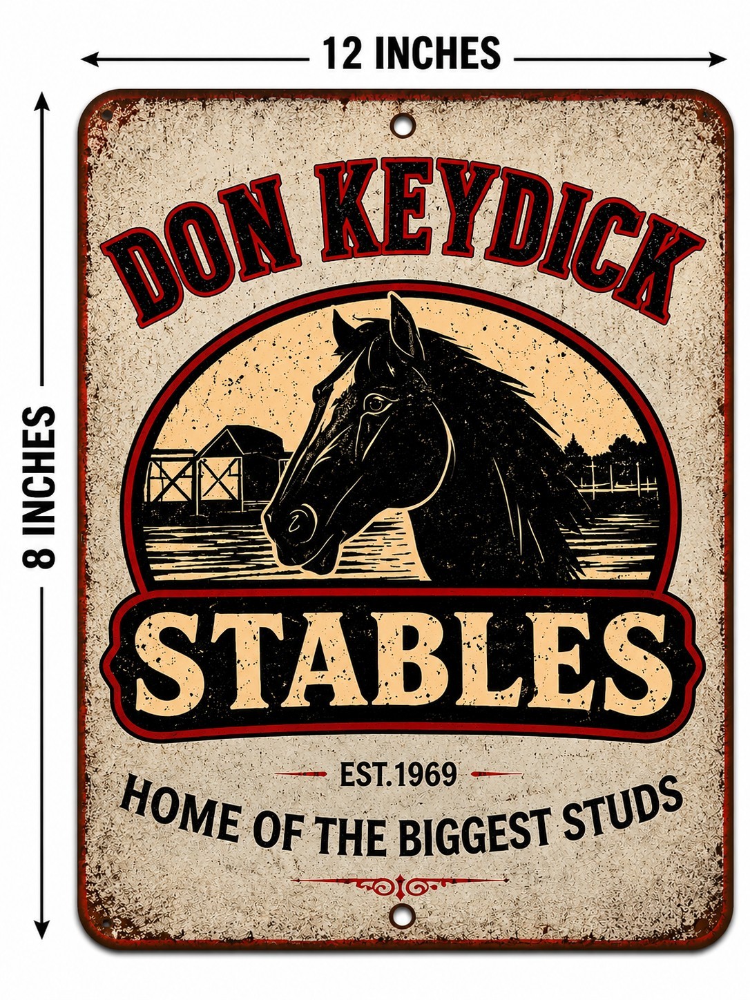 Funny Don Keydick Stables Metal Sign Horse Barn Ranch Farm Humor Vintage Decor