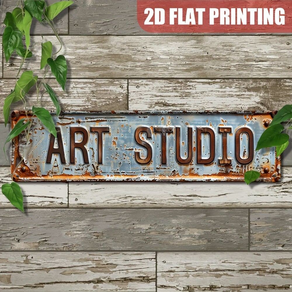 Rustic Art Studio Metal Tin Signs 14×6 Vintage Wall Decor Office Bar Cafe Garage