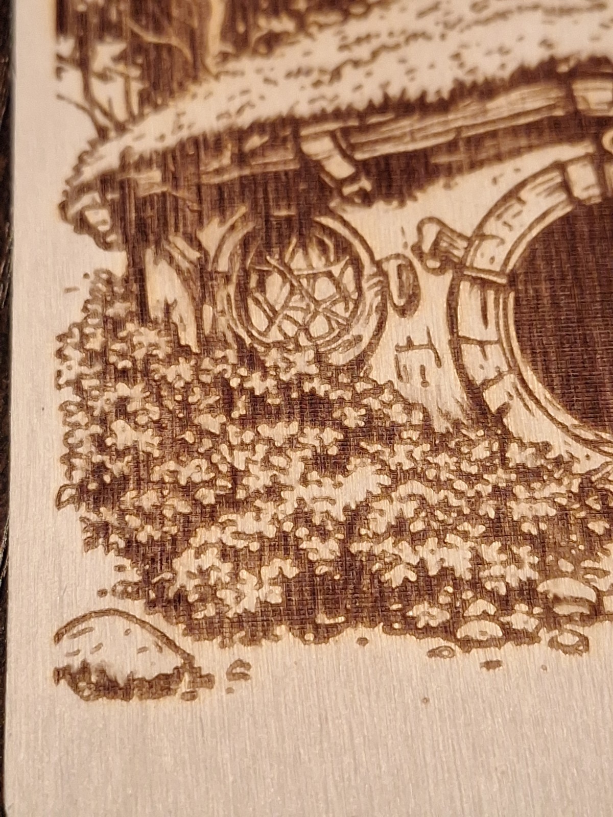 Wood Burned Laser Engraved Hobbit House 5×5 Wall Decor-Art-Crafting-Handmade