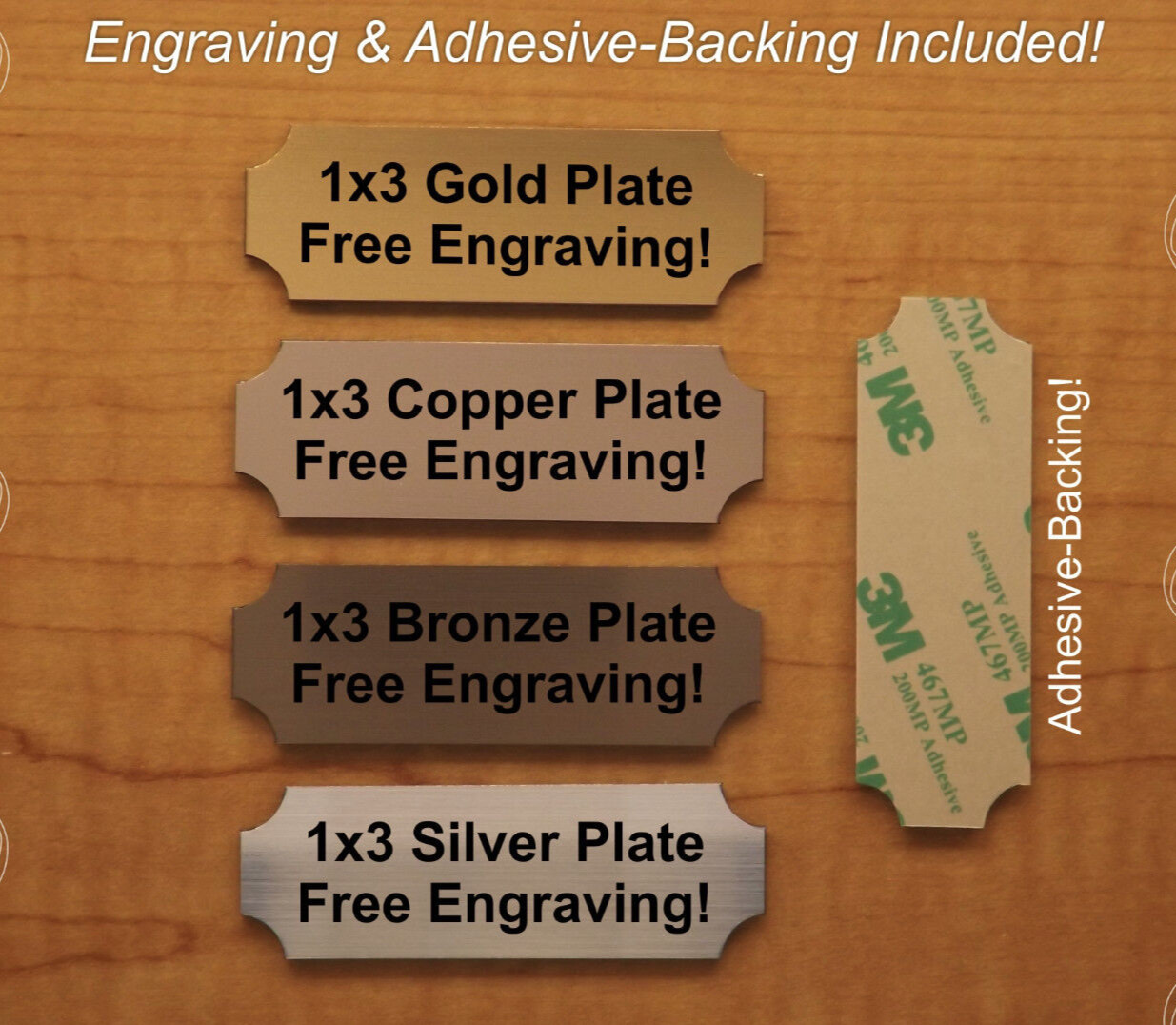 Custom Engraved 1×3 Brushed Finish Gold Silver Copper or Bronze Plaque Plate Tag