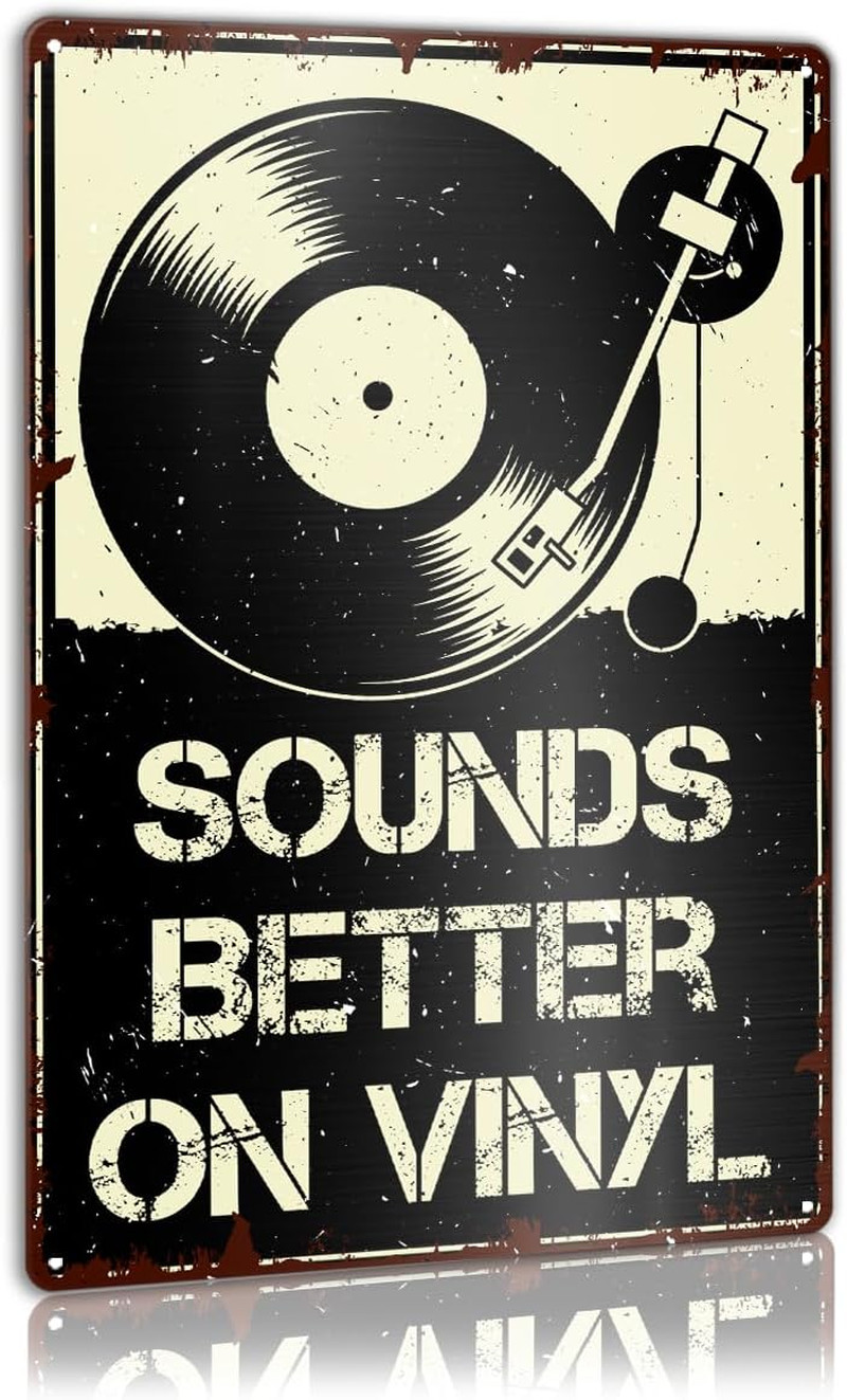 Vintage Vinyl Record Store Metal Sign Decor for Music Home Room Studio Office Ba